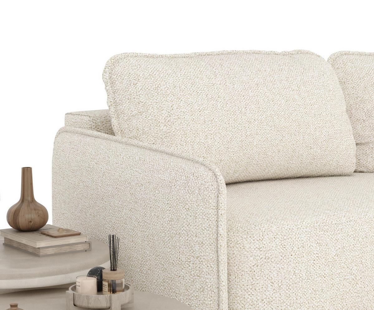 SCHLAFSOFA Mitsis Creme Plüschstoff - Creme/Schwarz, Holz/Holzwerkstoff (231/93/106cm) - Maison de Reve