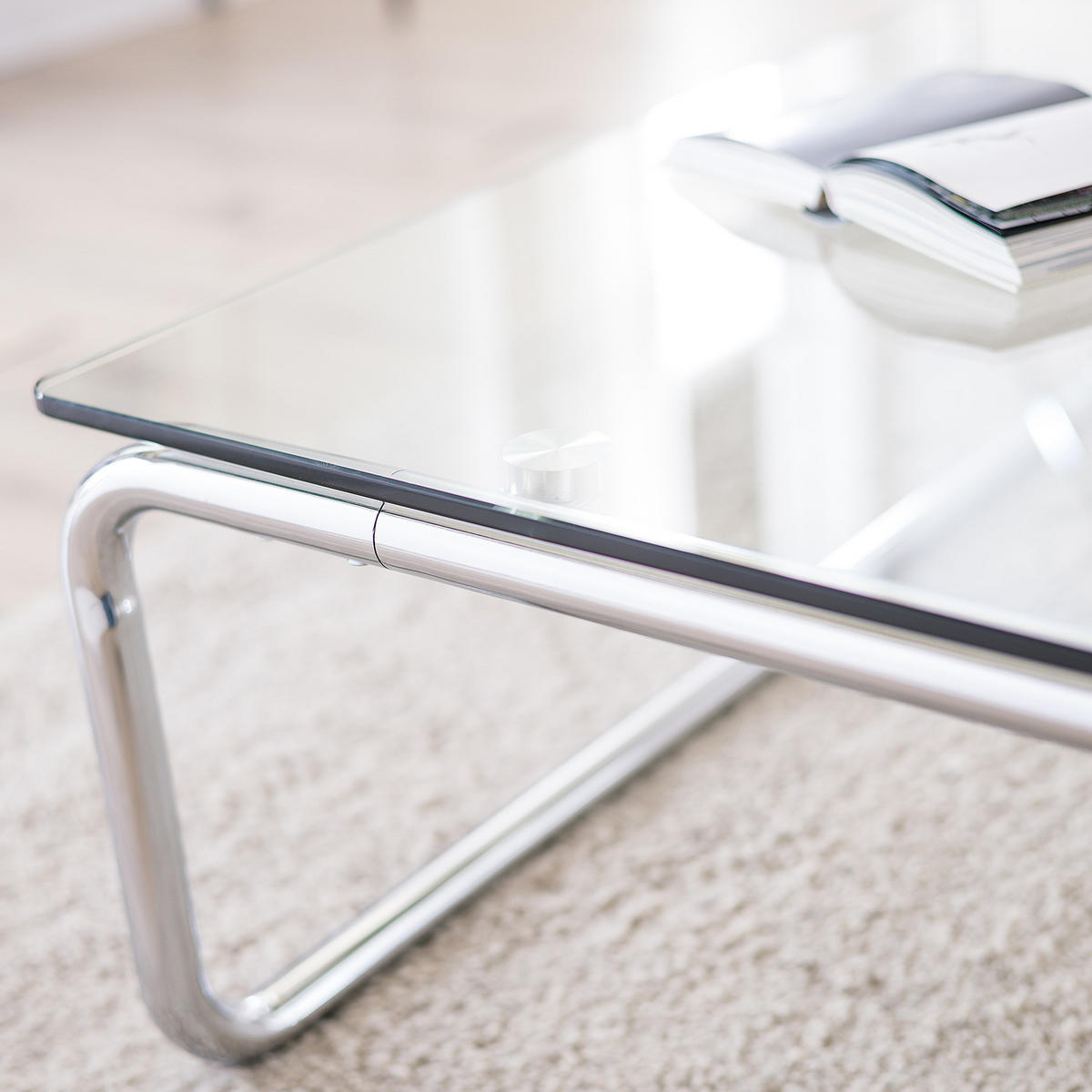 COUCHTISCH - Glas / Metall - Chrom - Chromfarben, Glas/Metall (100/100/35cm) - home24
