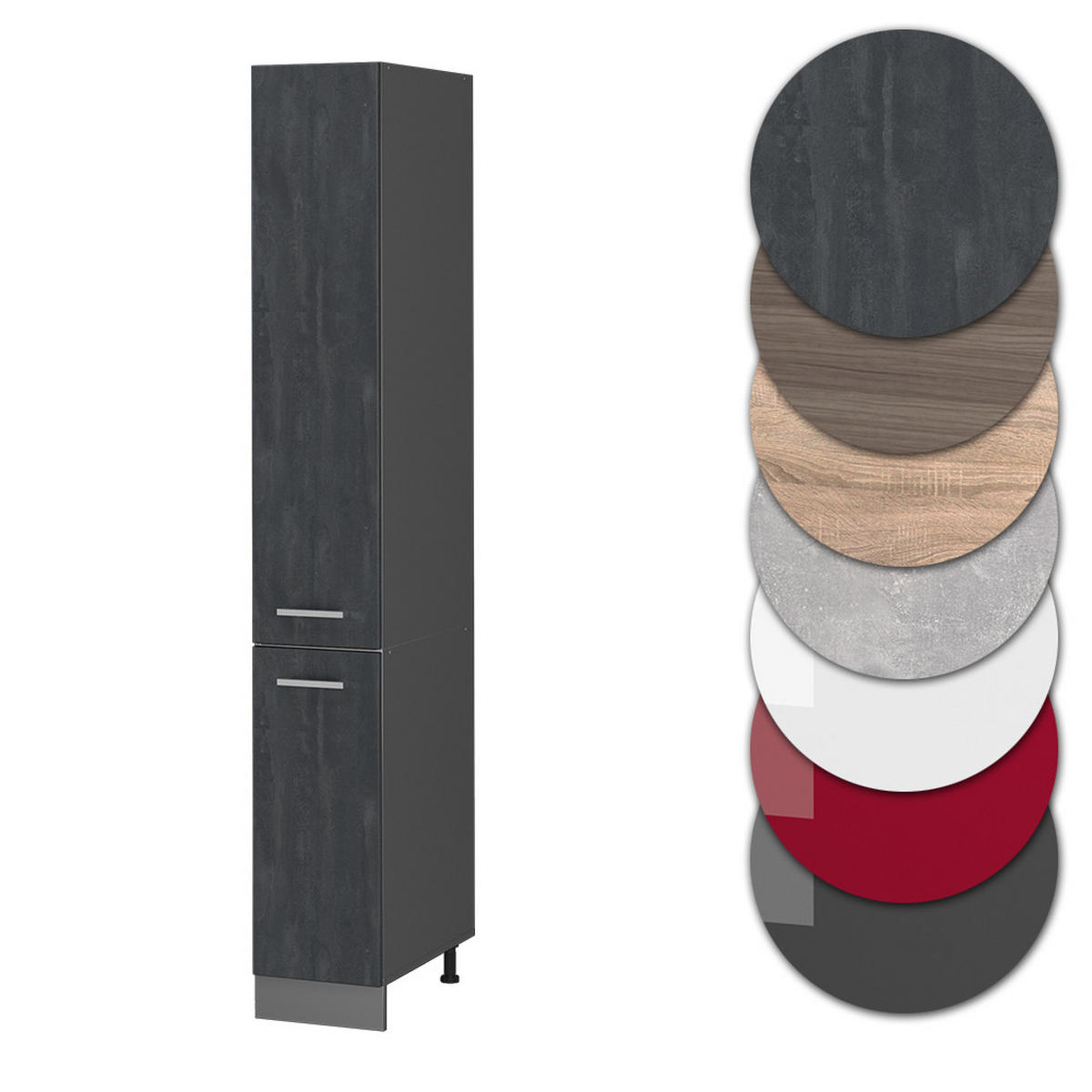 APOTHEKERSCHRANK R-Line Schwarz Beton 30 cm - Anthrazit/Schwarz, Holzwerkstoff (30/206.8/57.2cm) - Vicco