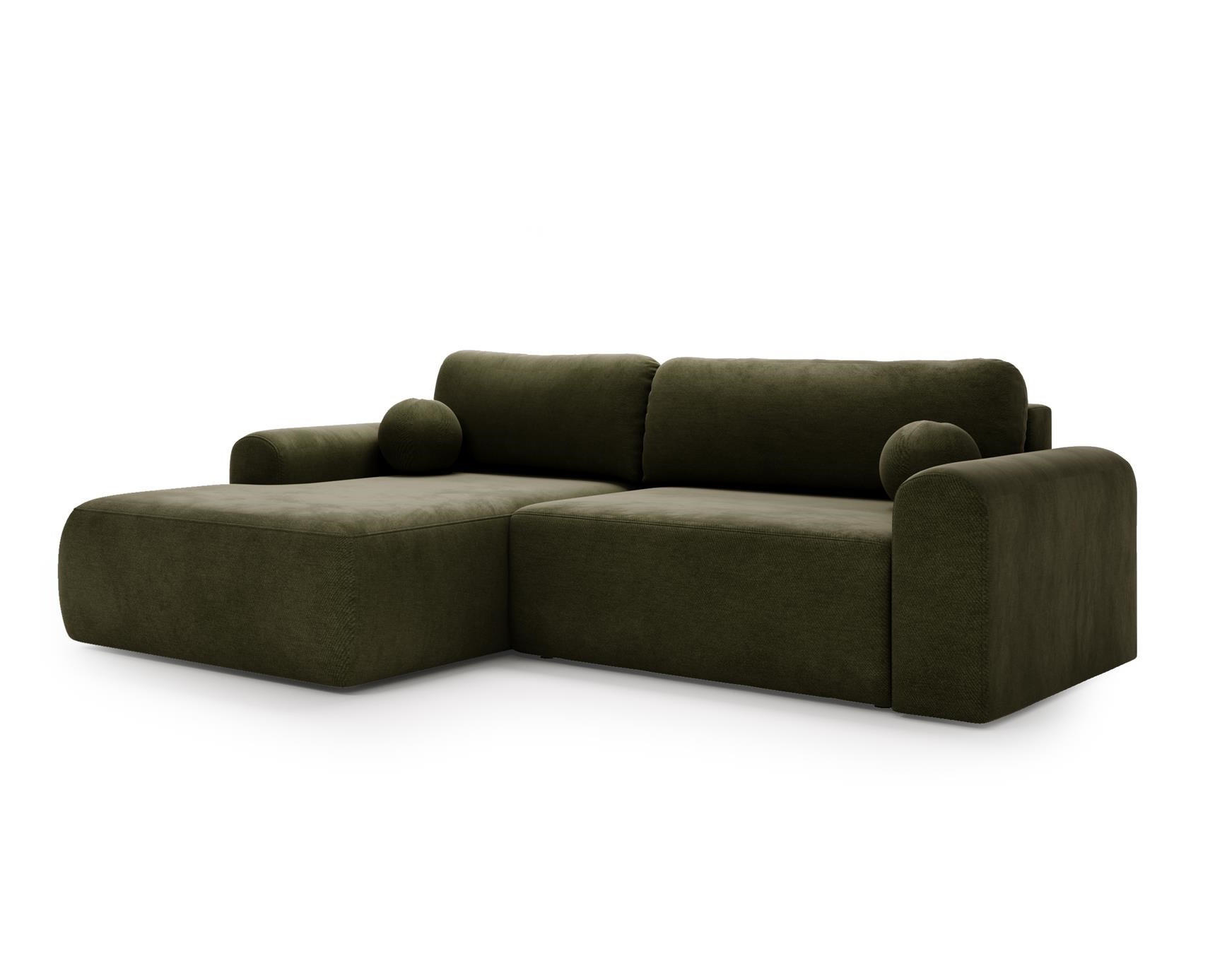 ECKSOFA Aurora Olivgrün, mit Schlaffunktion in Vena Stoff, linke seite - Olivgrün, Holzwerkstoff/Textil (257/177cm) - Bettso