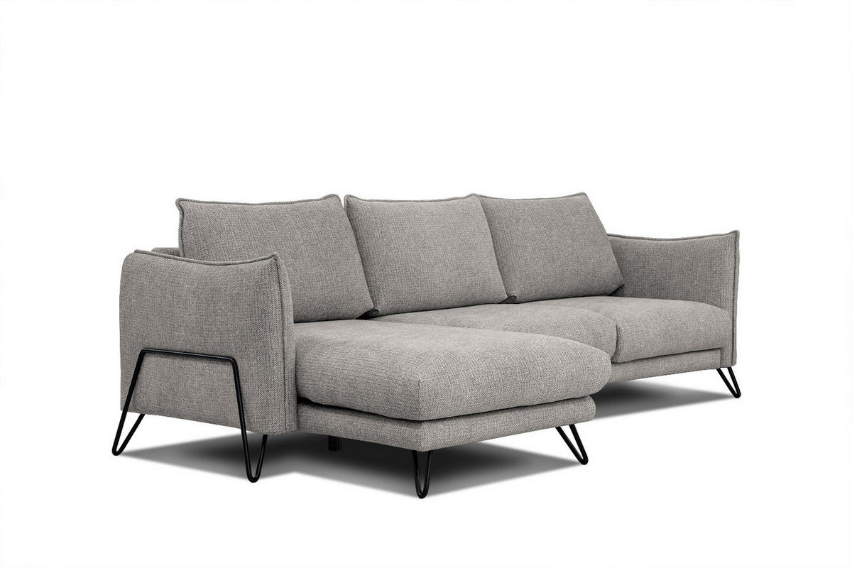 ECKSOFA HOSTEN 4-Sitzer, platinfarben - Platinfarben/Schwarz, Holzwerkstoff/Textil (158/269cm) - Courtois Laville