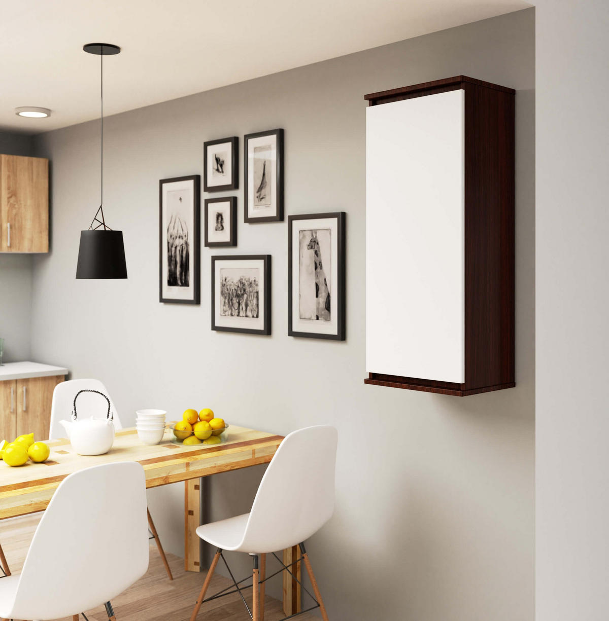 HÄNGESCHRANK Dunkelbraun, Weiß 99/40/30 - Dunkelbraun/Weiß, Holzwerkstoff (40/99/30cm) - RAUMHIRSCH FURNITURE