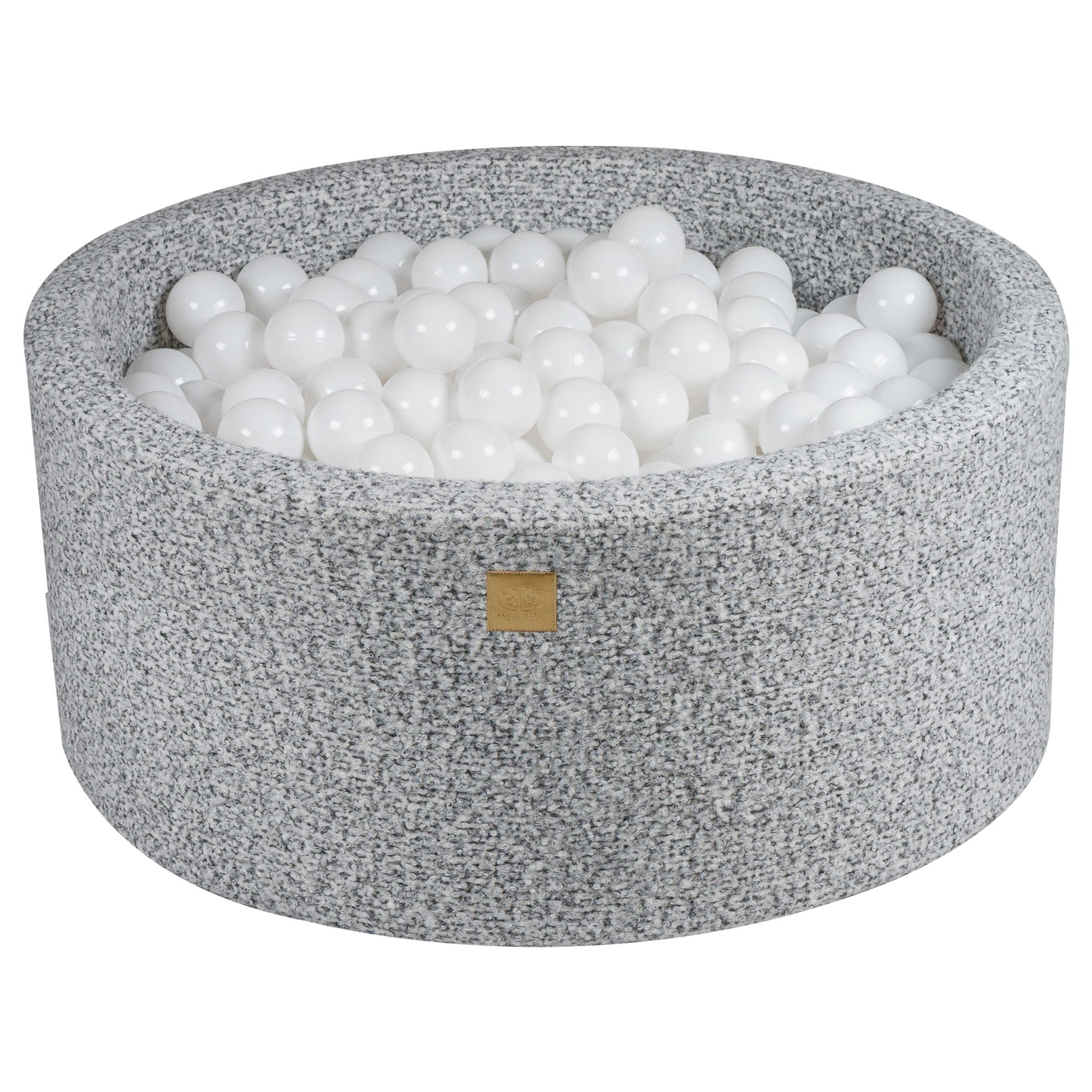 BÄLLEBAD für Kinder, Boucle, Grau Melange - Hellgrau/Weiß, Textil (90/90/40cm) - MeowBaby