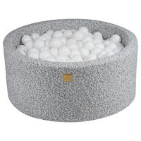 BÄLLEBAD für Kinder, Boucle, Grau Melange - Hellgrau/Weiß, Textil (90/90/40cm) - MeowBaby