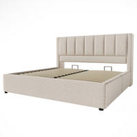 POLSTERBETT 180/200 cm Beige mit verstecktem Becherhalter und Ladestation (Ohne Matratze) - Beige, Textil (180/200cm) - Oxeza