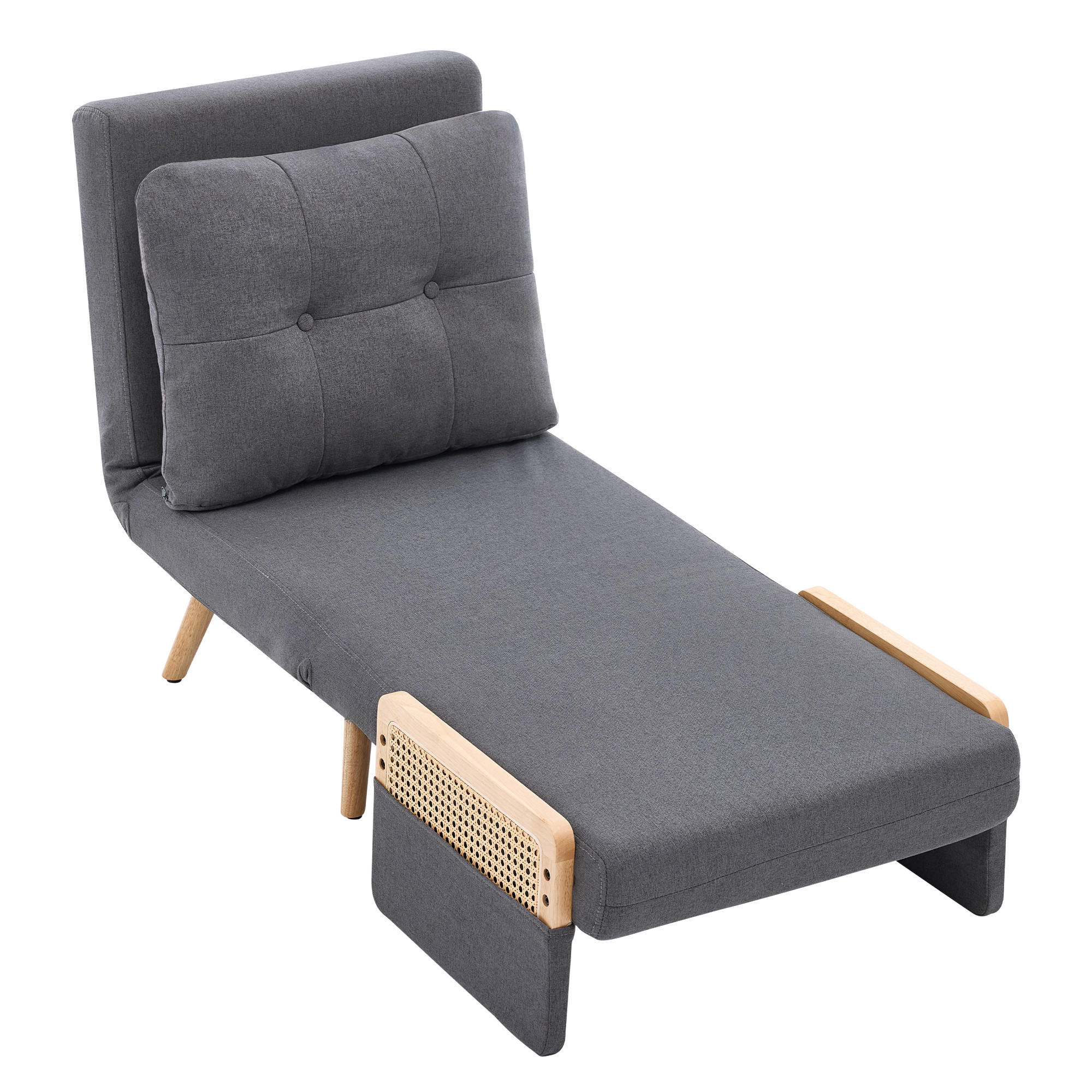 SESSEL Leinen Grau klappbar und verstellbar - Grau, Holz/Holzwerkstoff (67.5/86.5/73cm) - WISHDOR