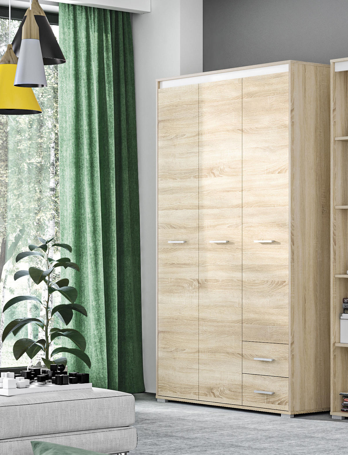 KLEIDERSCHRANK Avo Sonoma Eiche, Absetzung austauschbar 120 / 50 / 200cm - Braun/Sonoma Eiche, Holz/Holzwerkstoff (120/200/50cm) - Feldmann-Wohnen