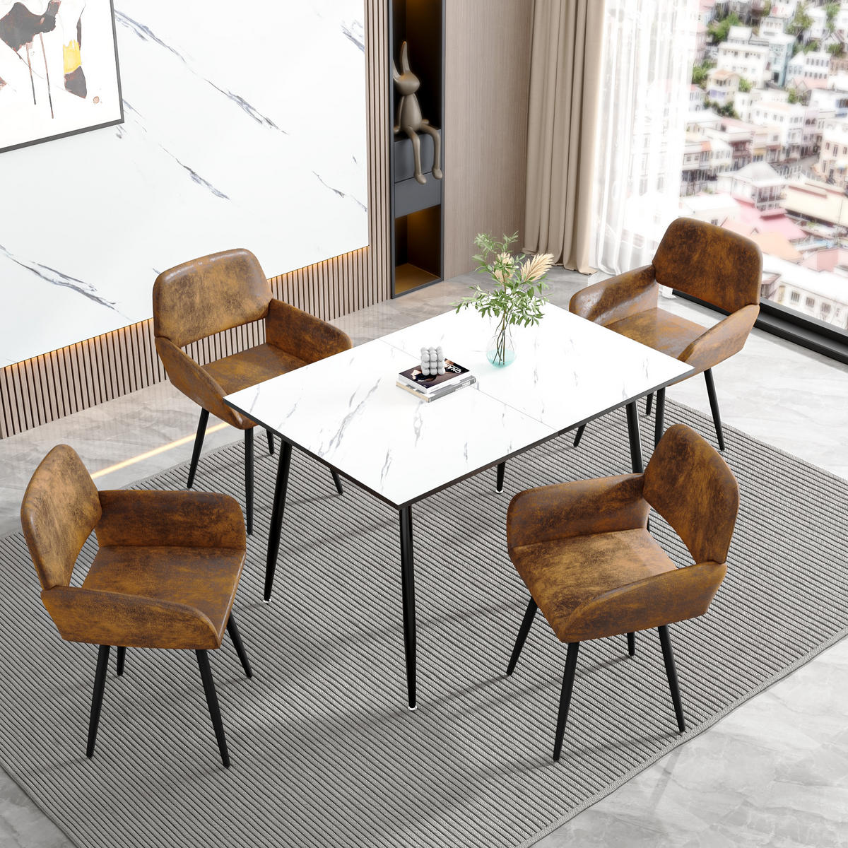 ARMLEHNSTUHL-SET 2 Stück braun - Braun, Holzwerkstoff/Textil (56/76.5/53cm) - Urban Meuble