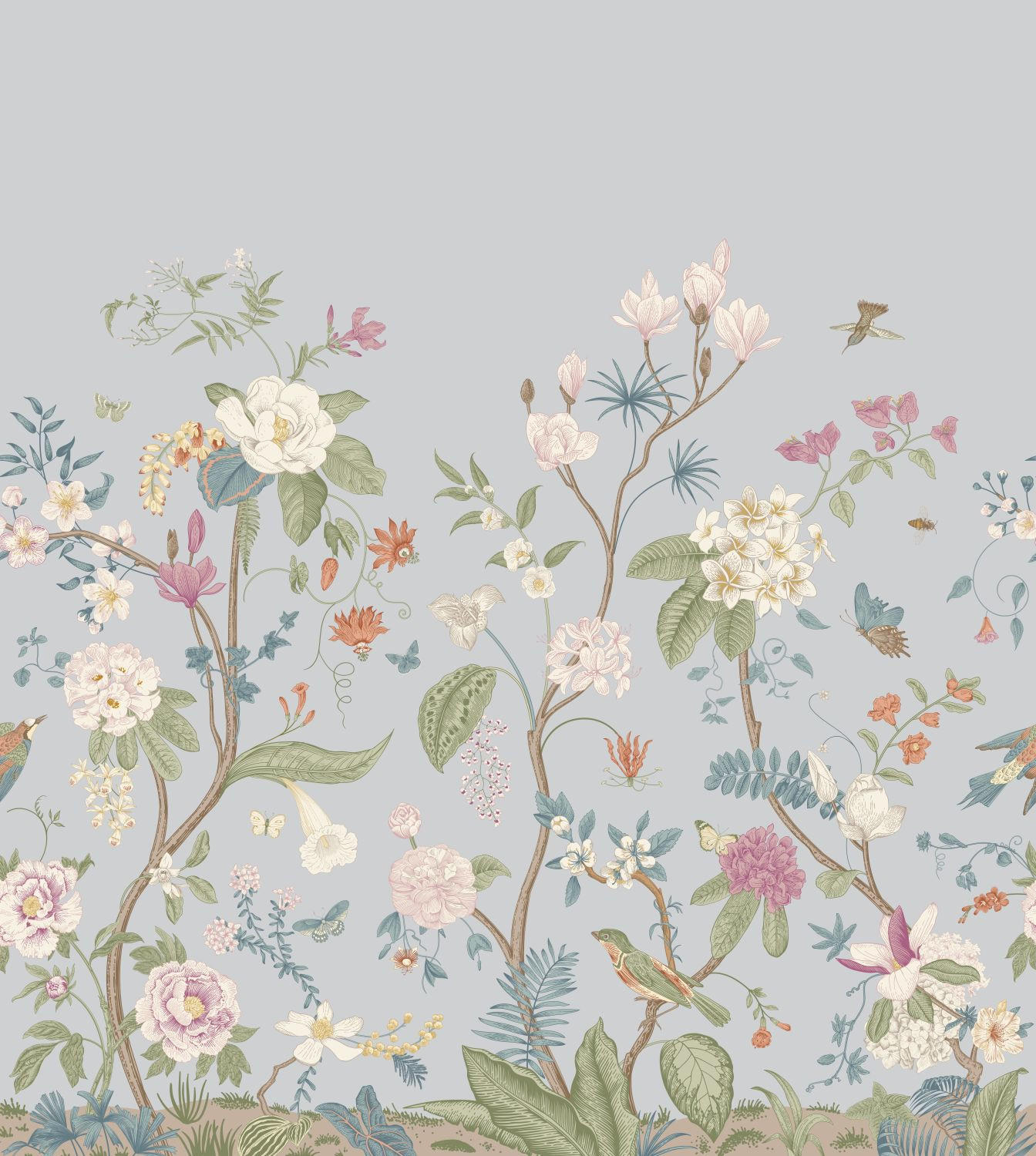 FOTOTAPETE Blumen 2.5 x 2.79 m - Blau, Papier (250/279cm) - ESTAhome