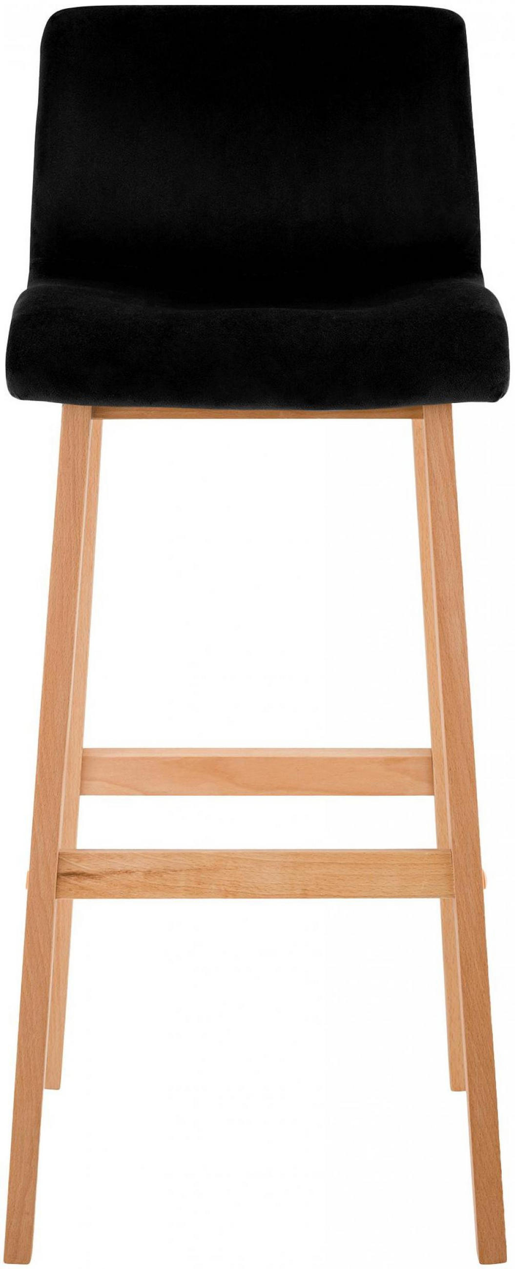 BARHOCKER Samt Schwarz - Eukalyptusholzfarben/Schwarz, Holz/Textil (41/101/46cm) - CLP