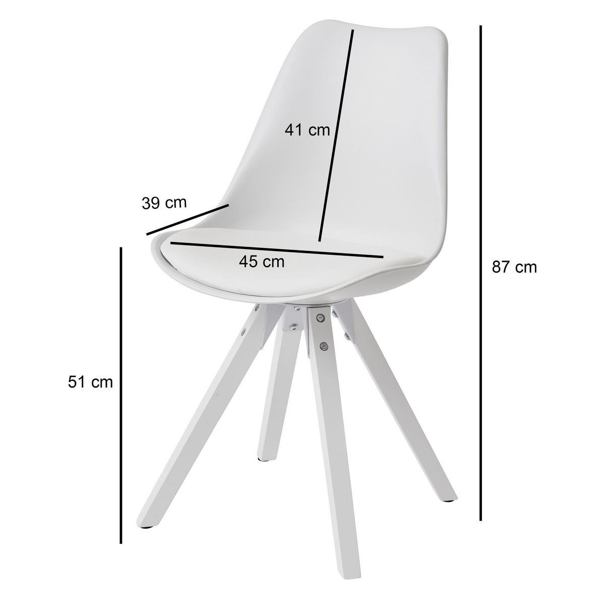 ESSZIMMERSTUHL 2er Set Kunstlederbezug mit Holzgestell Modern gepolstert, Weiß 52x49x87 cm - Weiß, Holz/Kunststoff (52/87/49cm) - KADIMA DESIGN