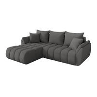 ROHOVÁ SEDAČKA s funkcí spaní, otoman vlevo TOKO-L-v1 277x194x86 šedá bouclé - šedá/černá, kompozitní dřevo/textil (277/194cm) - ALTDECOR
