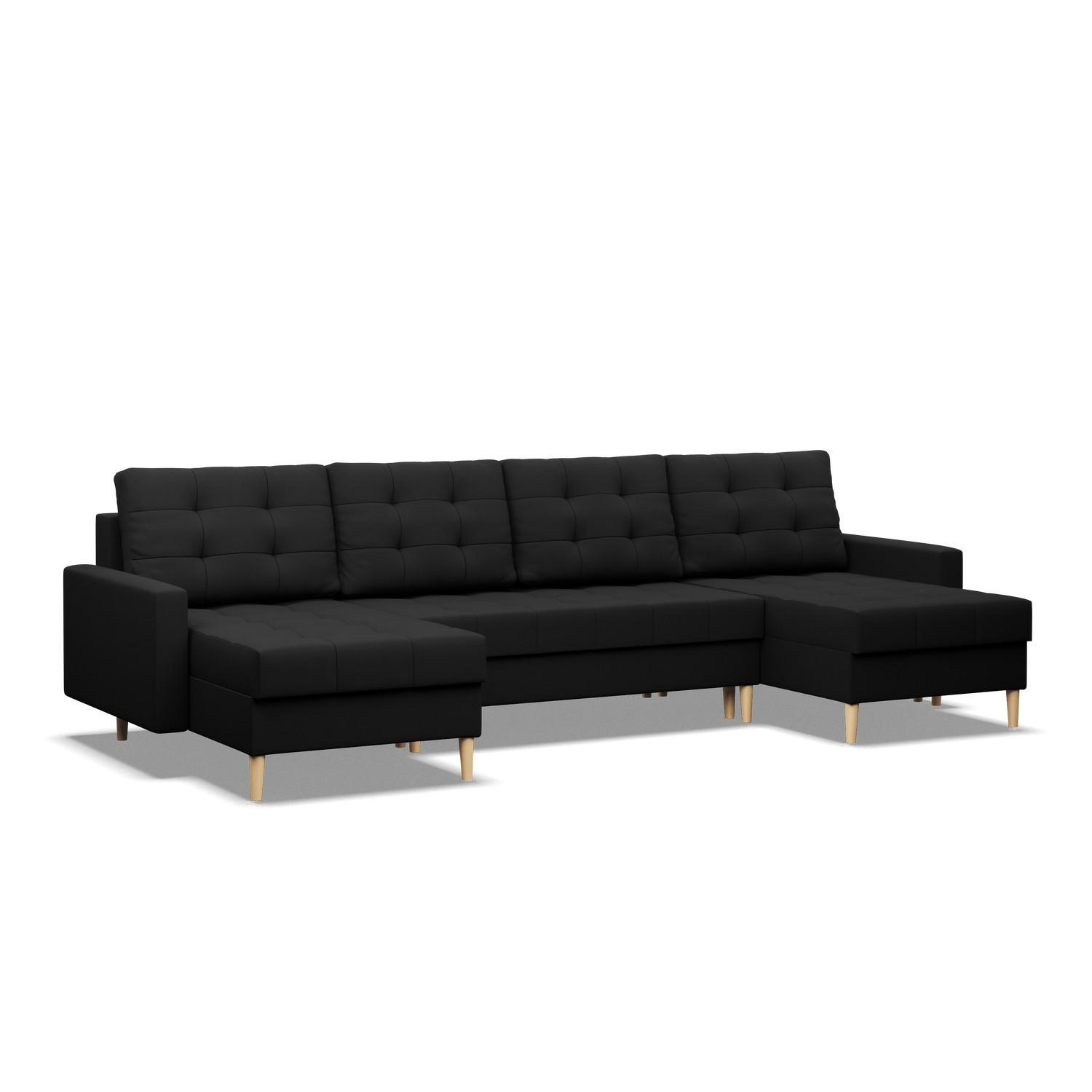 U-SOFA MIT SCHLAFFUNKTION ELMA, Schwarz - Schwarz, Textil (294/88/140cm)