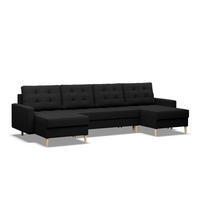 U-SOFA MIT SCHLAFFUNKTION ELMA, Schwarz - Schwarz, Textil (294/92/140cm)