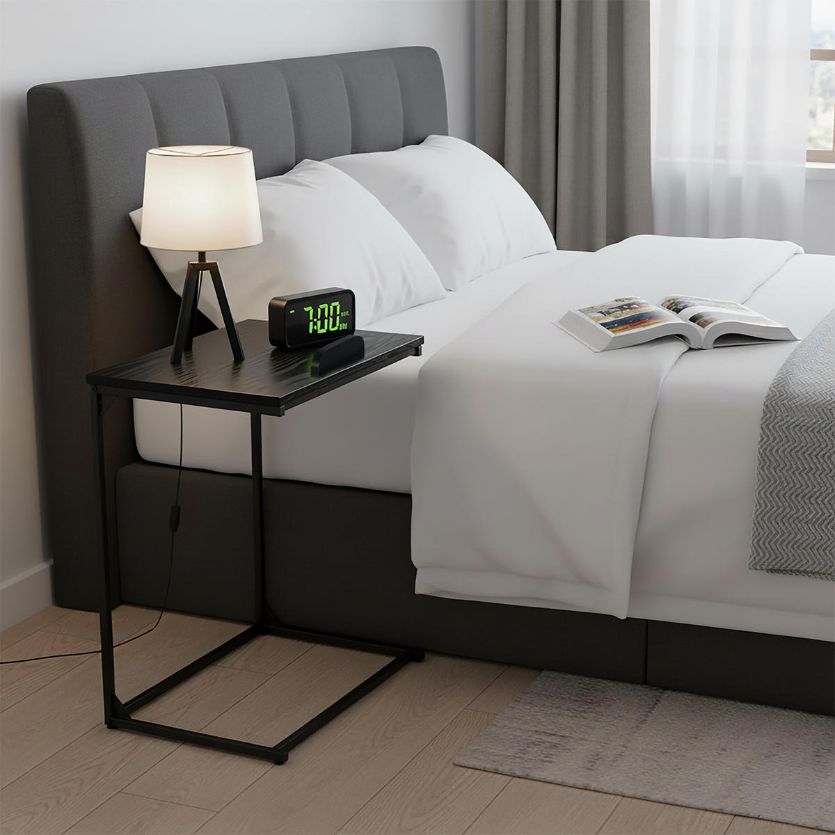 BEISTELLTISCH - Schwarz, Holzwerkstoff/Metall (35/55/66cm) - Relaxdays