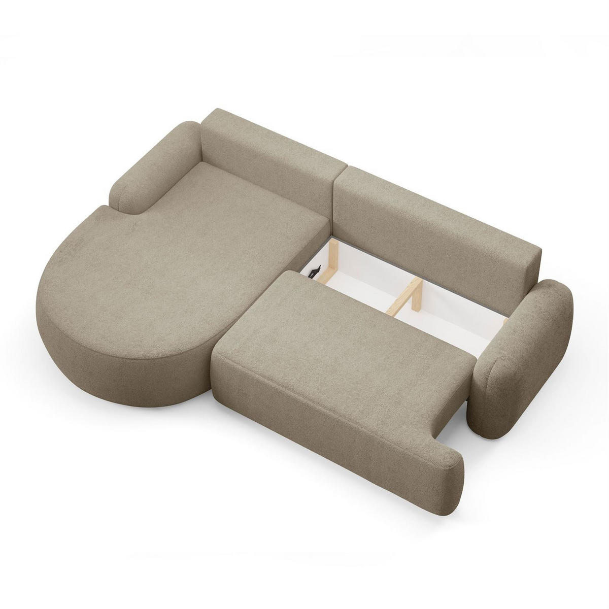 ECKSOFA CLEO mit Schlaffunktion Version Linke QUELLE 16 - Beige, Kunststoff (264/172cm) - Lookway