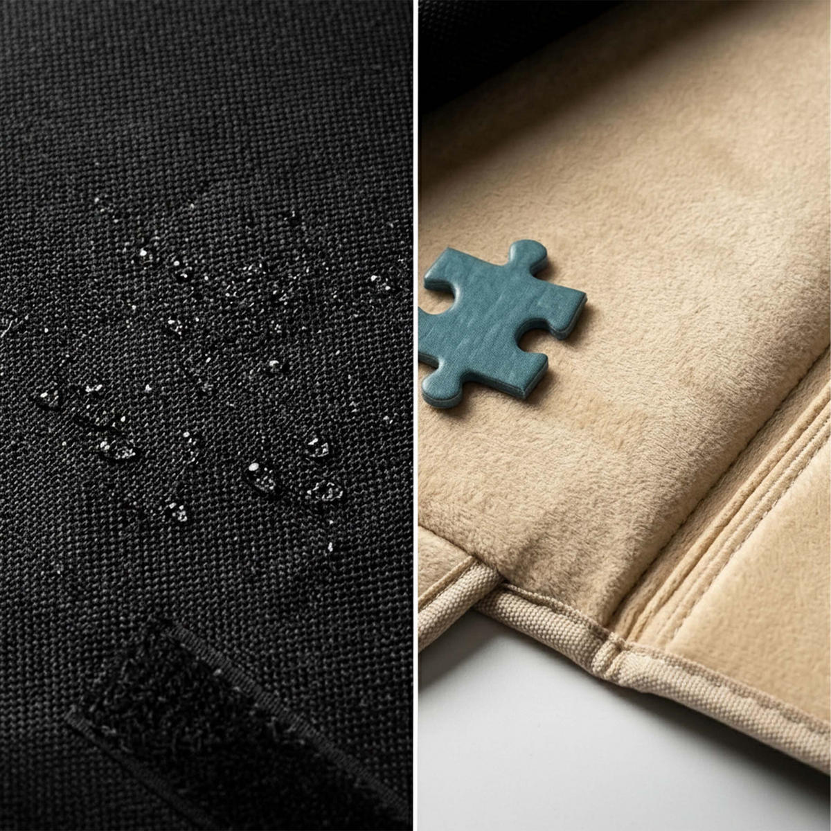 KUFRÍK NA PUZZLE Čierna Béžová s rukoväťou - viacfarebná, textil (91/64cm) - Relaxdays