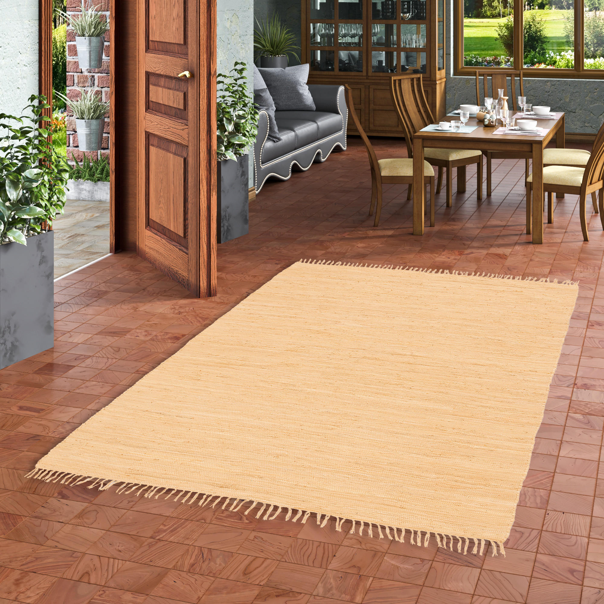 BAUMWOLLE NATUR TEPPICH JOLLY COTTON - Sandfarben, Textil (90/160cm) - Pergamon