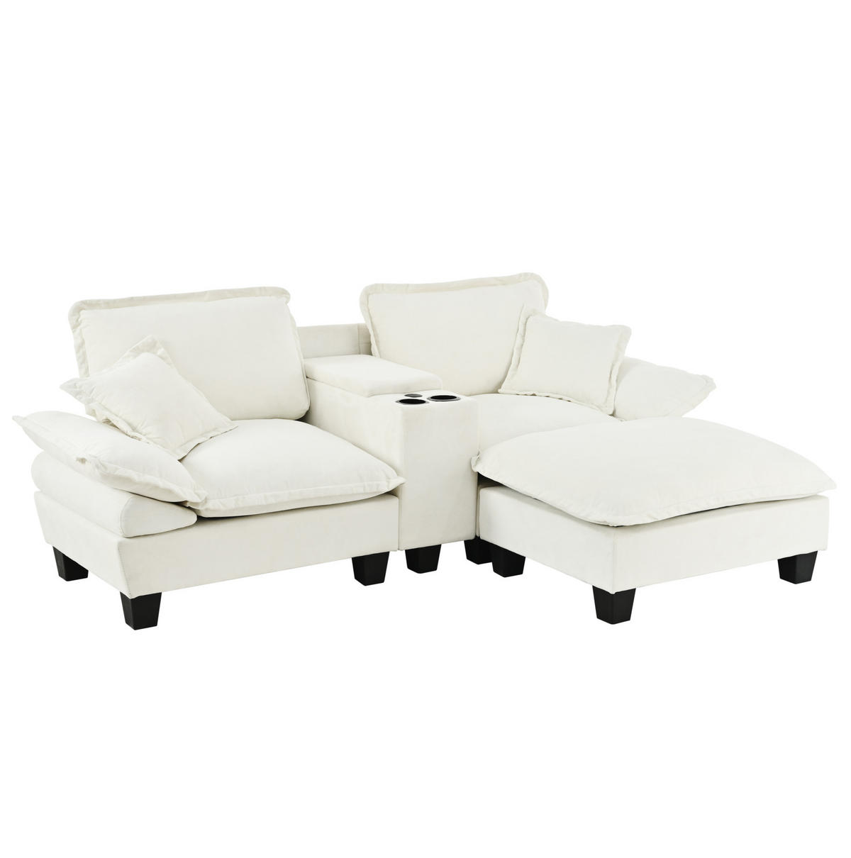 ECKSOFA 224/151/90 cm beige aus Chenille mit USB und Stauraum - Beige, Textil (151/224cm) - OKWISH
