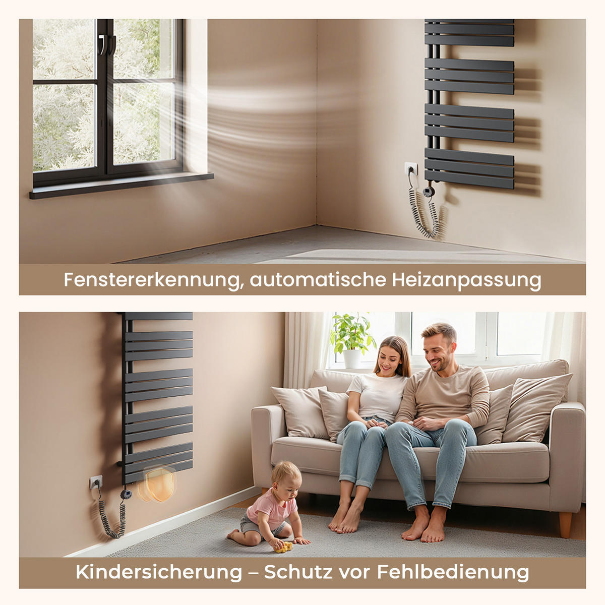 HANDTUCHHEIZKÖRPER 132/50 cm anthrazit elektrisch 800 W mit WLAN-Thermostat - Anthrazit, Metall (50/132/5.9cm) - S'AFIELINA