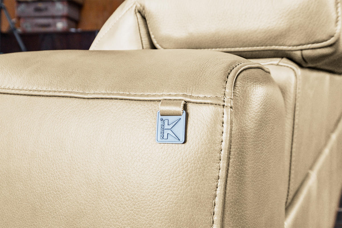 SOFA FINN Cremeweiß Leder - Creme/Schwarz, Leder/Kunststoff (210/80/107cm) - KAWOLA