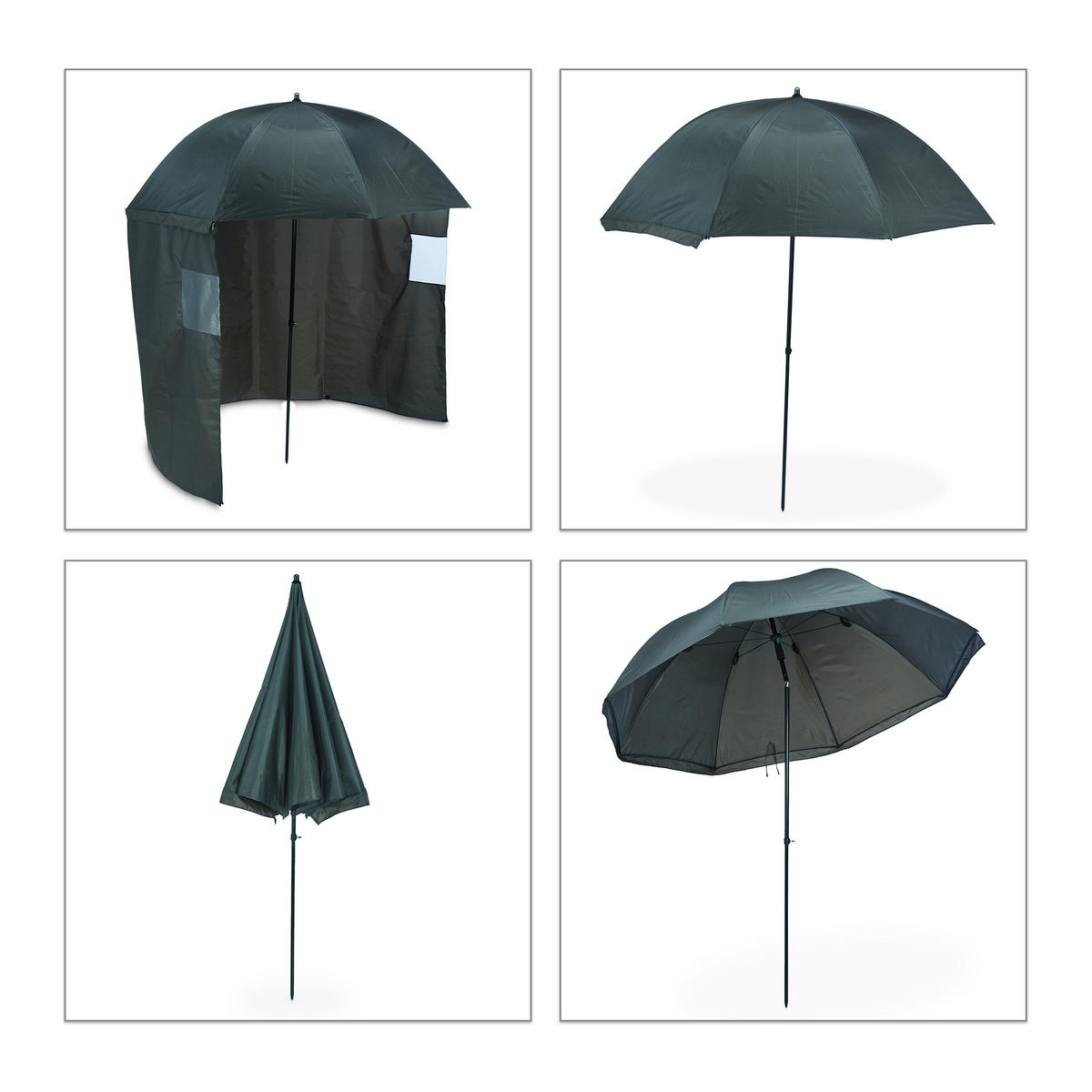 RYBÁRSKY stan - tmavozelená, kov/textil (175/175cm) - Relaxdays