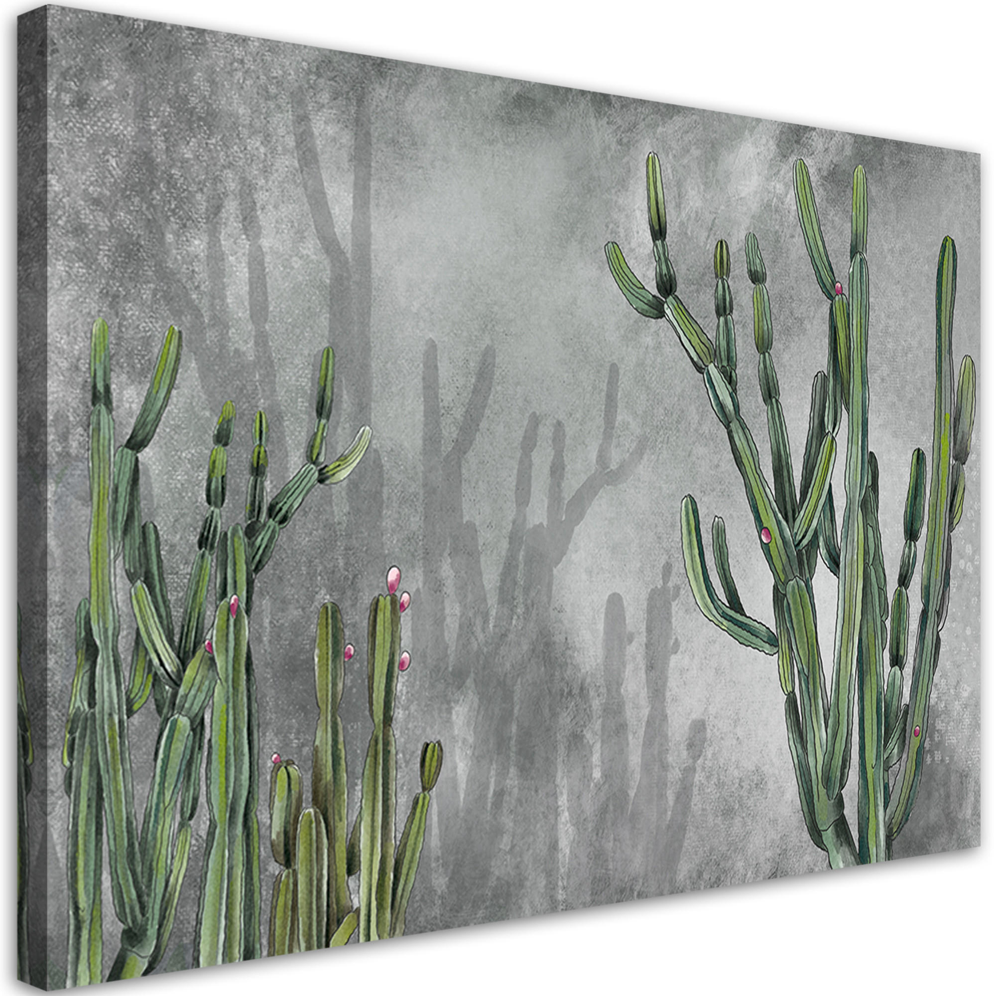 WANDBILD großer wüstenkaktus - Grau, Textil (60/40cm) - Feeby