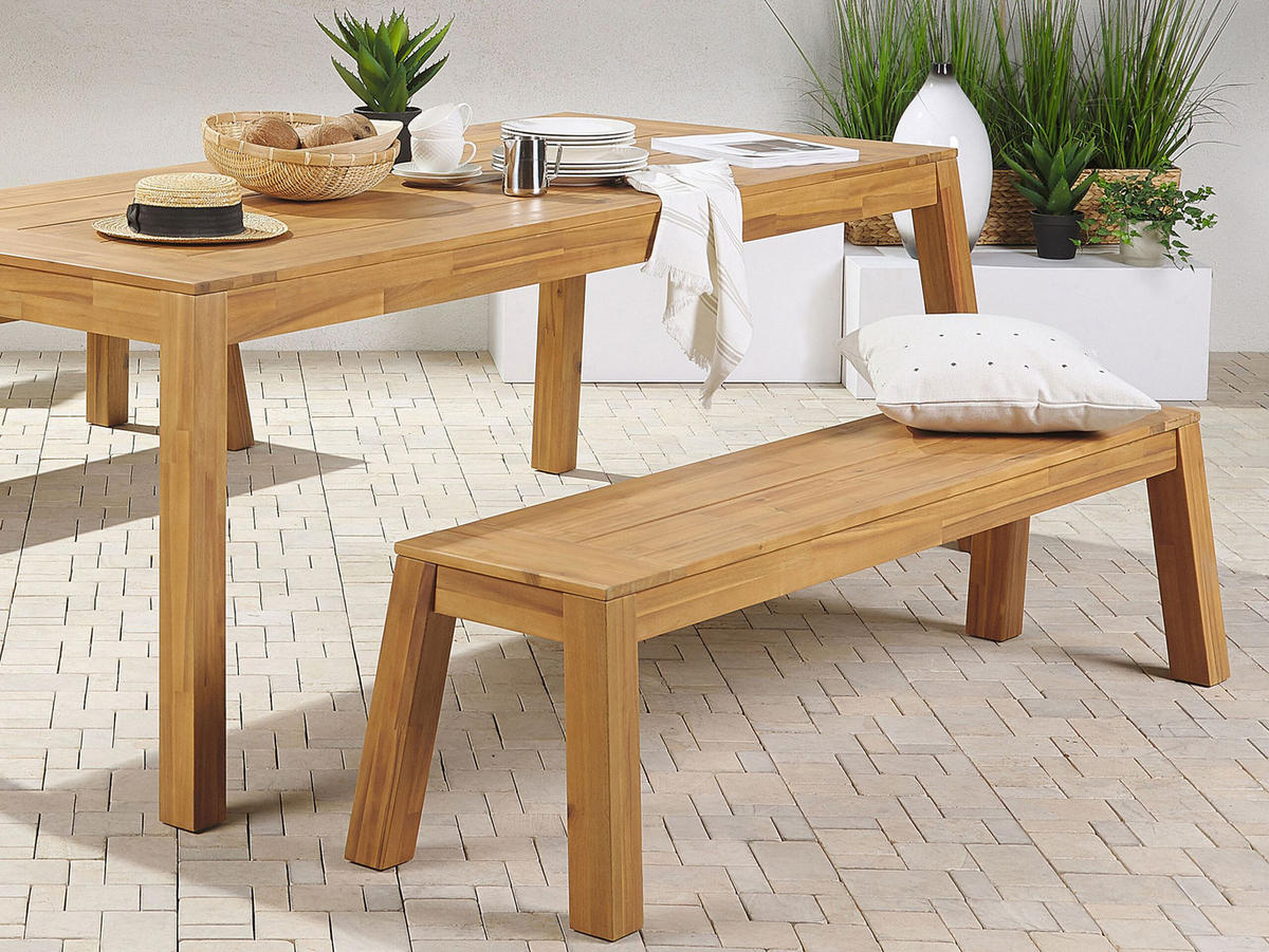 GARTENBANK Akazienholz hellbraun 160/36 cm Livorno - Hellbraun, Holz (169/46/45cm) - Beliani