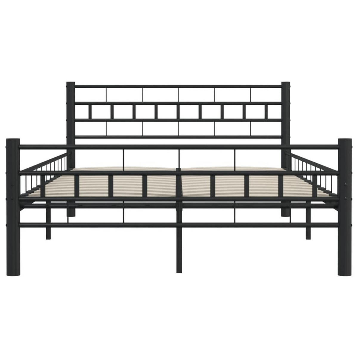 BETTGESTELL SCHWARZ STAHL 140×200 CM - Schwarz, Metall - vidaXL