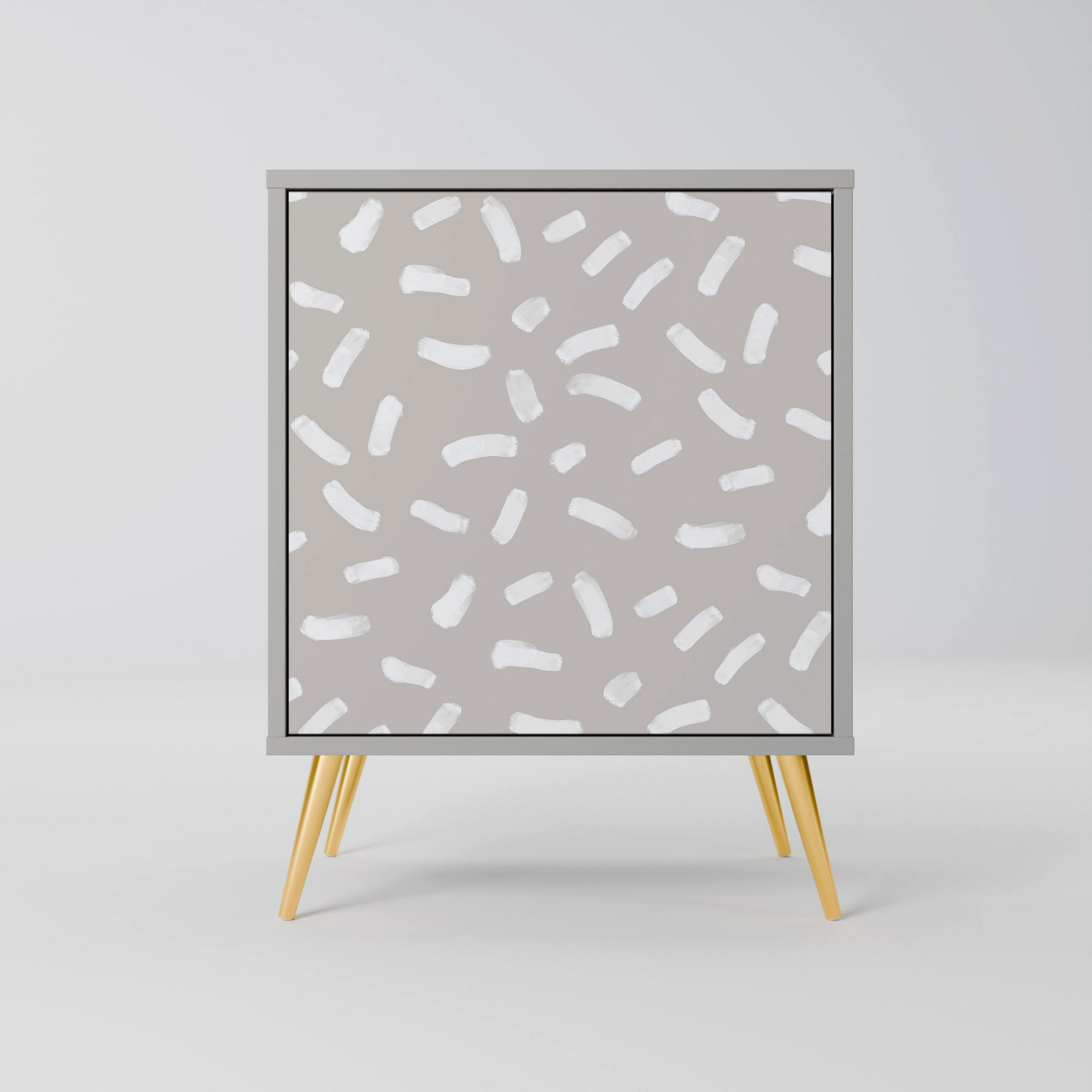 SIDEBOARD PASSING SECONDS, Grau, 57,5x42x75,5 cm, Goldfarbene Metallfüße - Goldfarben/Multicolor, Holzwerkstoff/Metall (57.5/75.5/42cm) - SpaceRebels