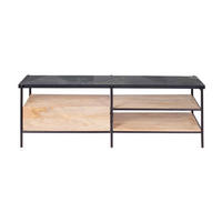 TV-ELEMENT, Schwarz - Schwarz, Naturmaterialien (34.5/56/150cm) - Oviala