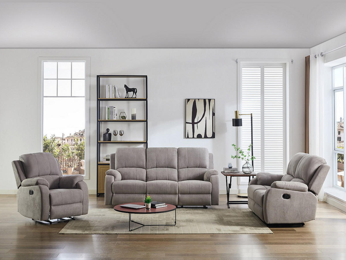 COUCHGARNITUR - 5 Personen - stoff - hellgrau Brody - Hellgrau, Textil (148/99/98cm) - Vente-Unique