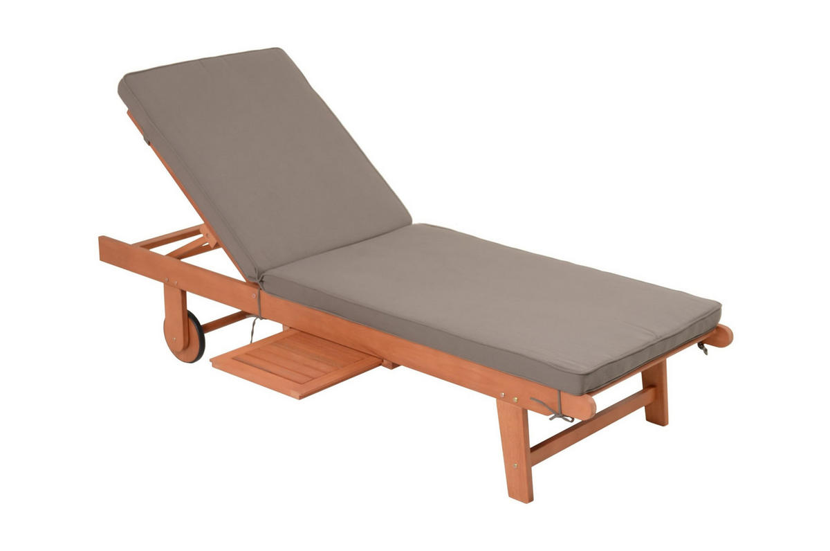 SONNENLIEGE Sano Verstellbar mit Auflage Braun Gartenliege - Braun, Holz (64/89/183cm) - DELUKE