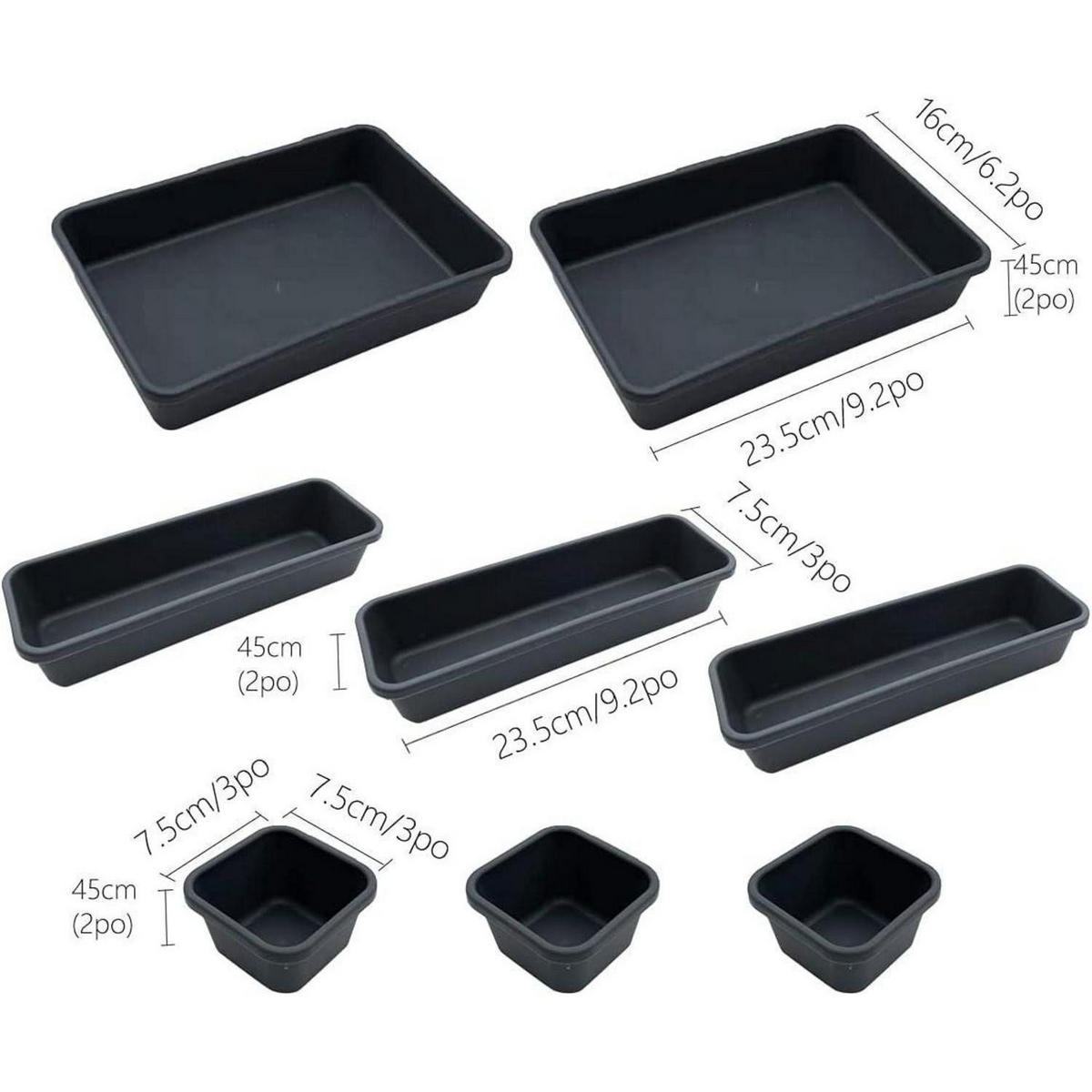 SCHUBLADEN Organizer 16-teiliges Set Grau - Grau, Kunststoff (47/4.5/31cm)