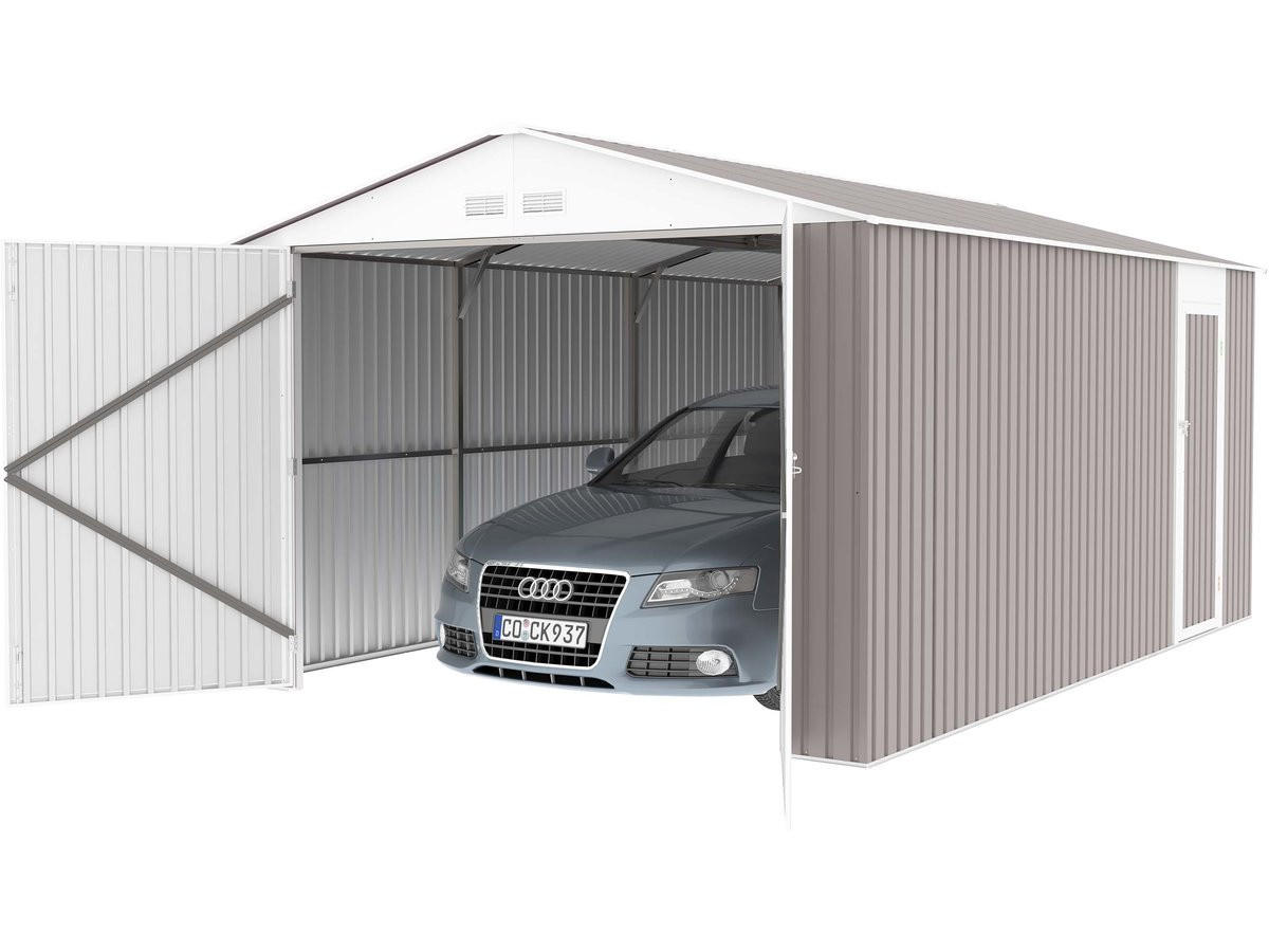 METALL-GARAGE PVC nevada - Hellgrau, Metall (370/235/470cm) - Habitat Garten