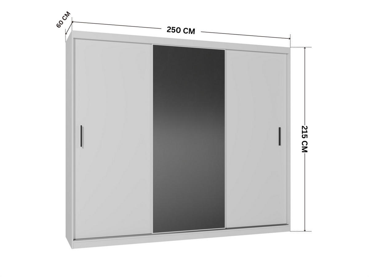 SCHWEBETÜRENSCHRANK Mirano Weiß Matt 250 cm - Weiß, Holzwerkstoff (250/215/60cm) - Ravio