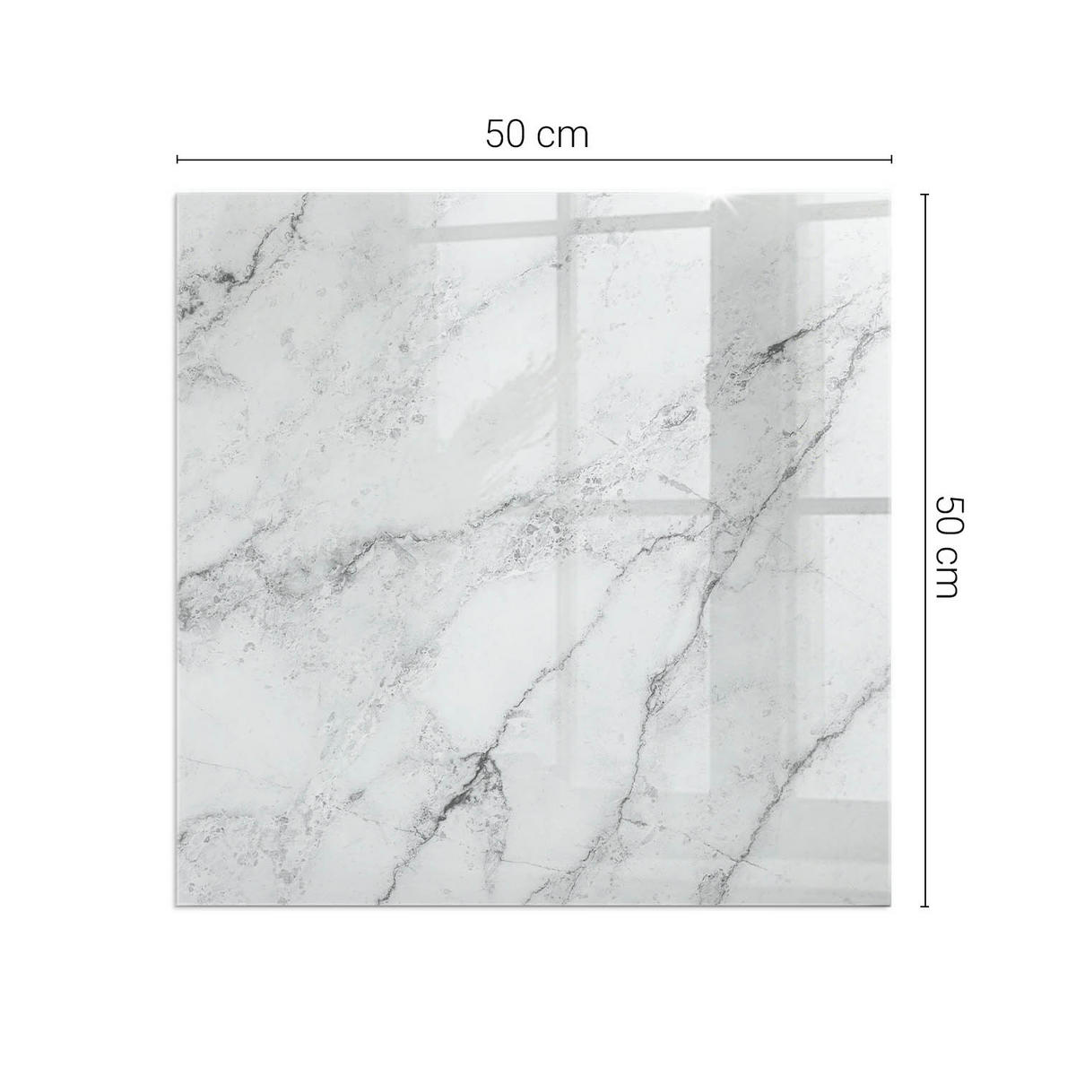 GLASPLATTE für Kamin 50 × 50 cm Weiß - Weiß, Glas (50/50/0.4cm) - ArtPrintCave