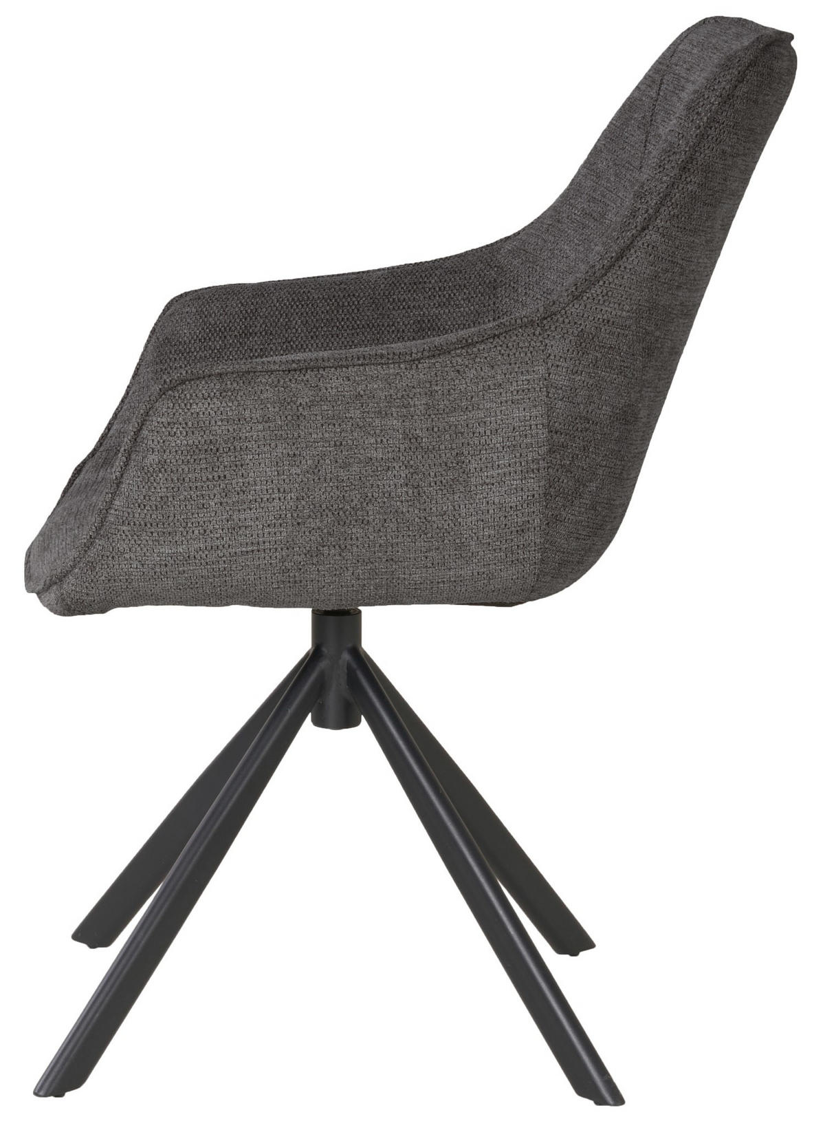 DININGSESSEL San Carlo - drehbar - dunkelgrau - Dunkelgrau/Schwarz, Textil/Metall (57/87/68cm) - bene living