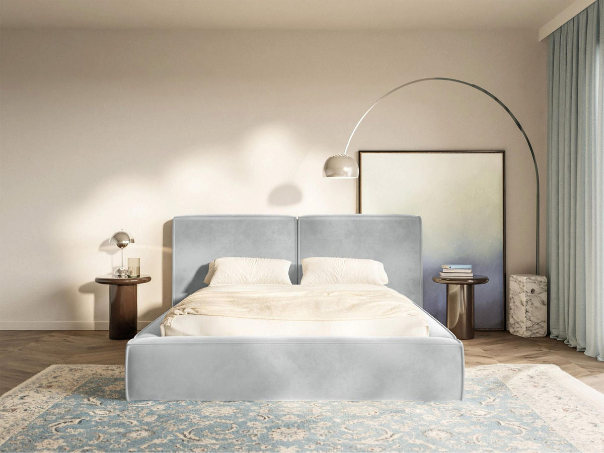POLSTERBETT Tilves Hellgrau 200x200 cm - Hellgrau/Schwarz, Kunststoff/Textil (200/200cm) - Selsey