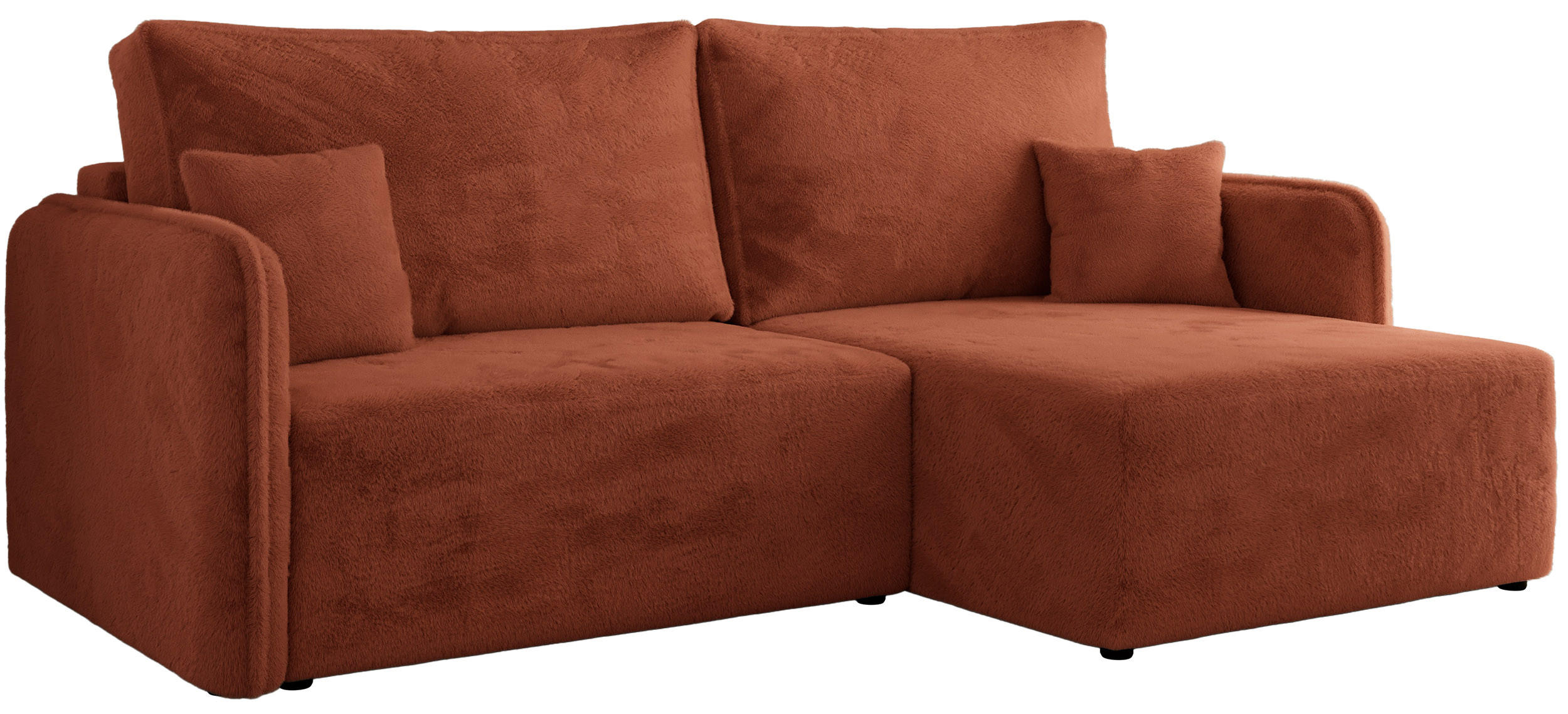 ECKSCHLAFSOFA MESTO L Orange Plüsch - rechts - Schwarz/Orange, Kunststoff/Textil (147/227cm) - MKS