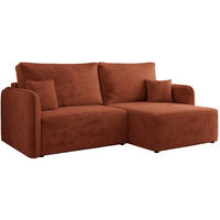 ECKSCHLAFSOFA MESTO L Orange Plüsch - rechts - Schwarz/Orange, Kunststoff/Textil (147/227cm) - MKS