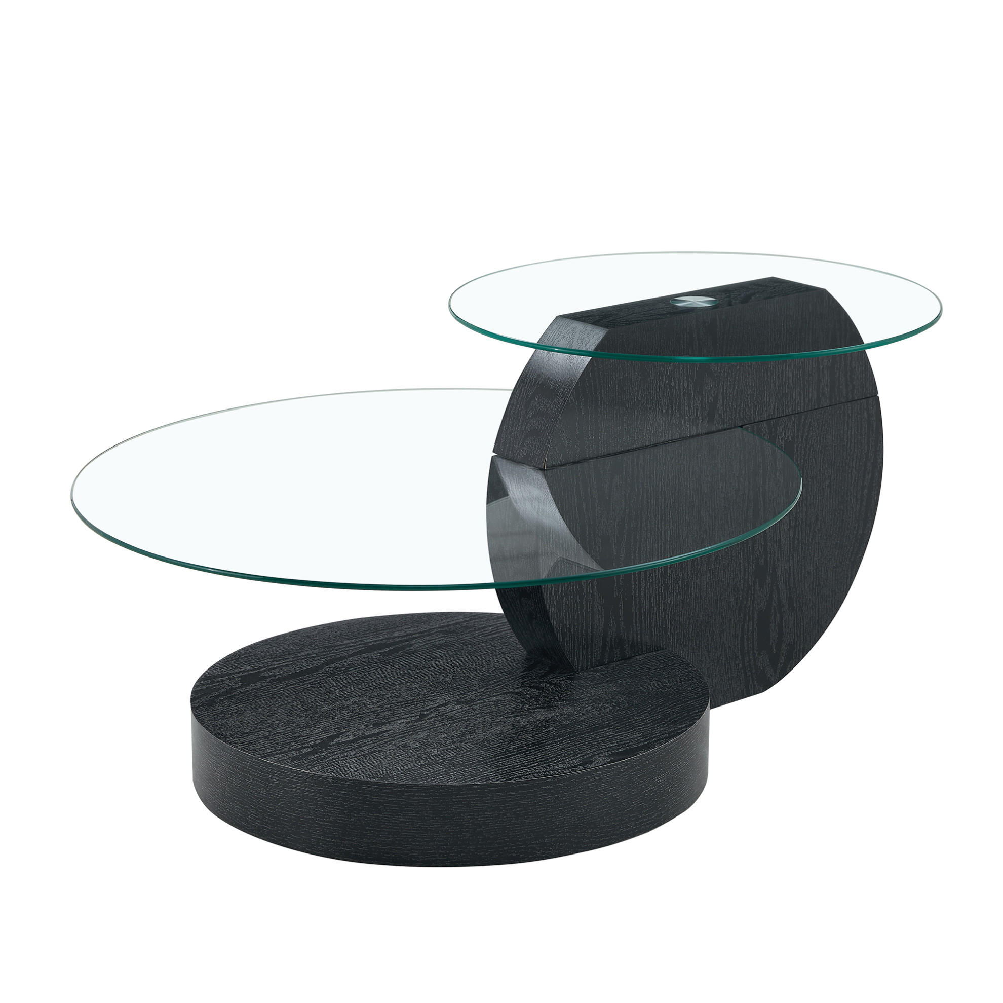 COUCHTISCH 50/70 cm schwarz transparent aus MDF und Sicherheitsglas mit Mehrstufen-Ablage - Transparent, Holzwerkstoff (90/70/44cm) - OKMYHOME