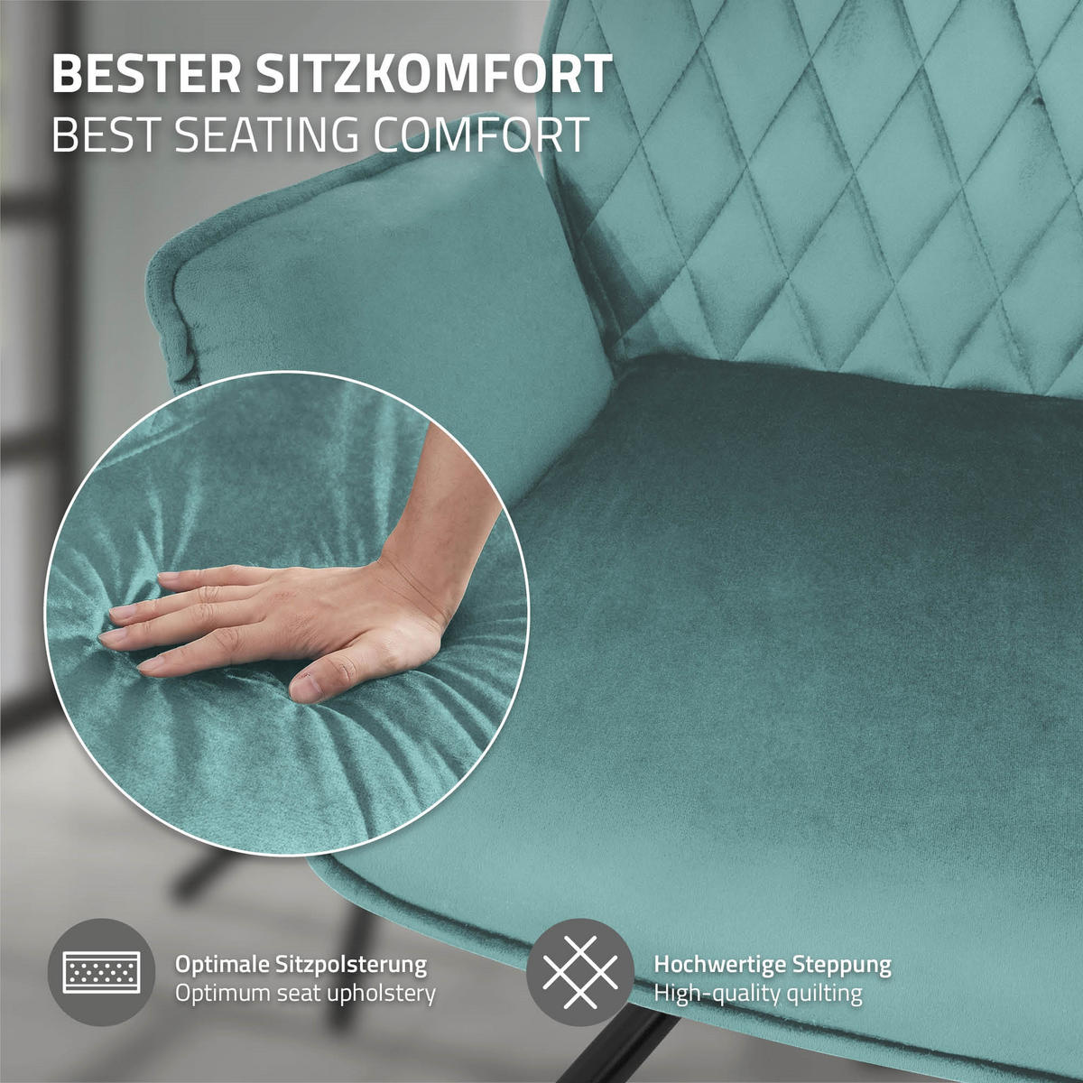 JÍDELNÍ ŽIDLE otočná, šalvějová, samet - modrá/černá, kov (63/90/57cm) - ML-DESIGN