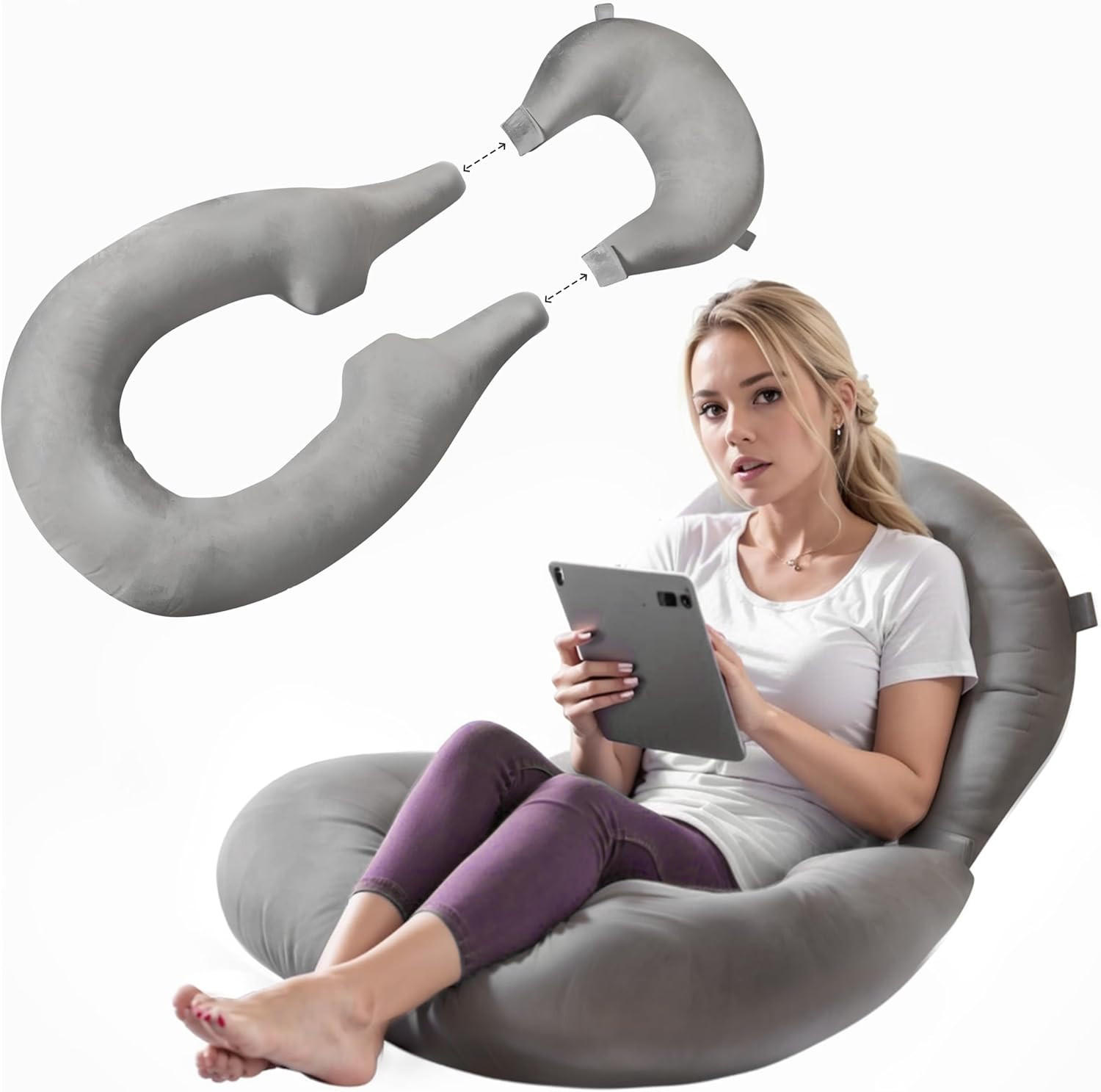 LESEKISSEN multifunktional separat verwendbar grau - Grau, Textil (88/165cm) - Vercart