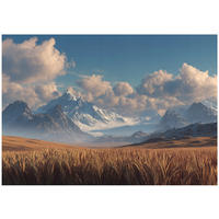 FOTOTAPETE Landschaft Wiese Beige 350x250 cm - Multicolor, Papier (350/250cm) - Wallarena