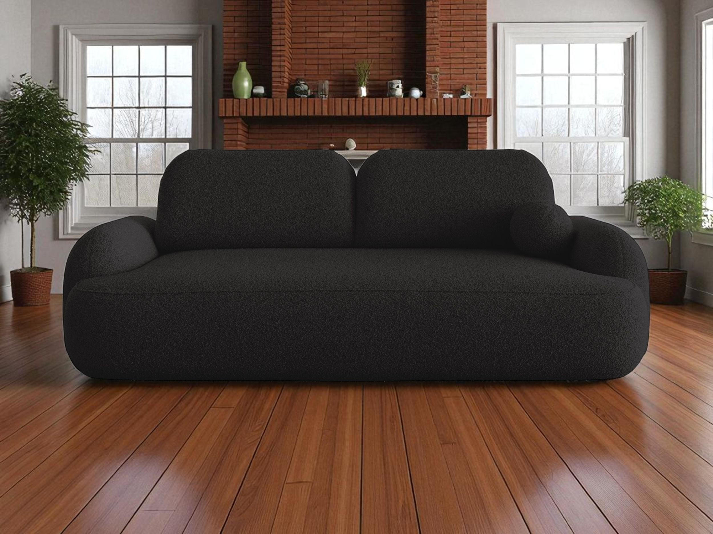 SOFA MOLLY mit Schlaffunktion TERRA FROTTE 14 mit Stauraum - Schwarz, Textil (121/94/255cm) - Bedante