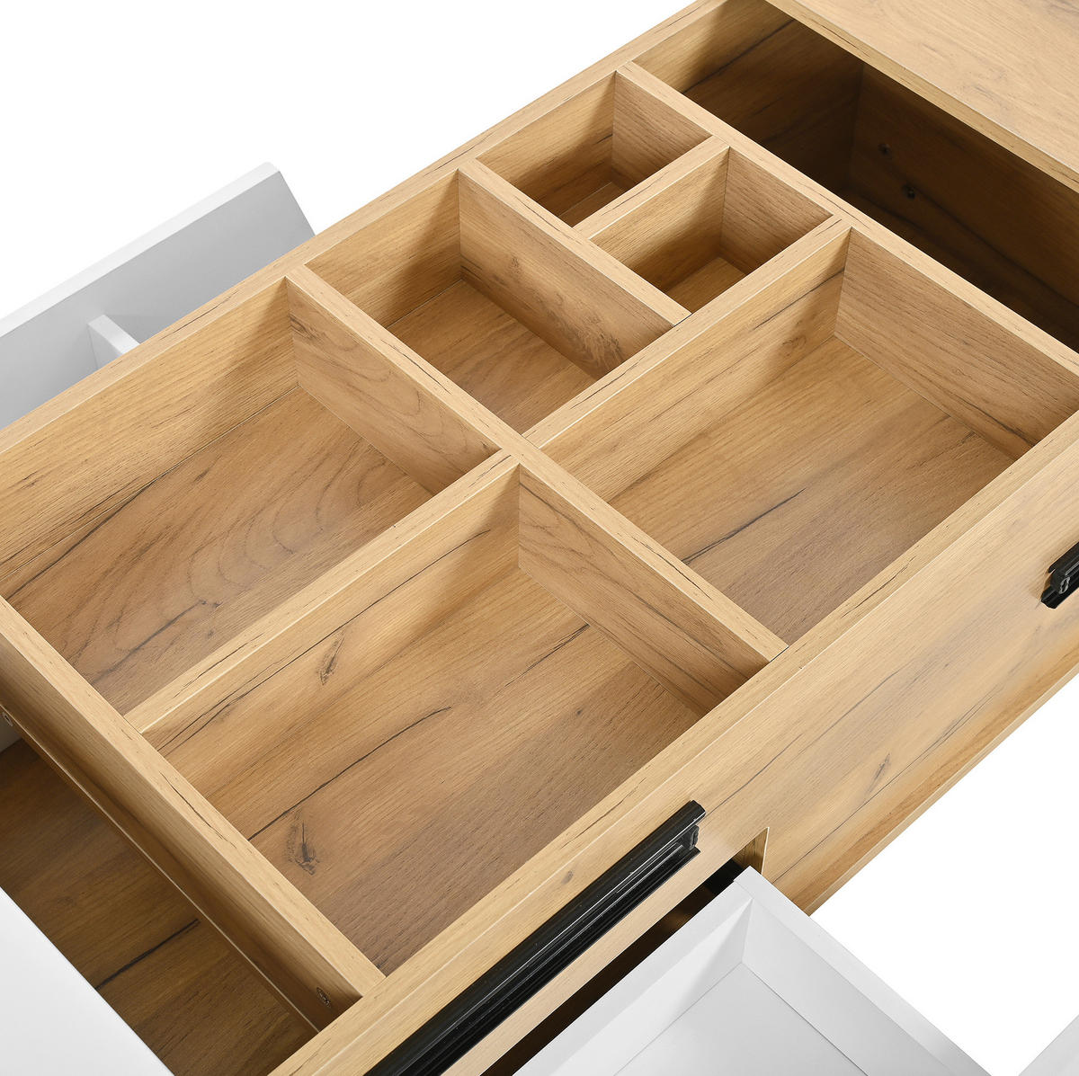 COUCHTISCH 120/50/37,5 cm mit Schiebefunktion und Schubladen in Weiß/Natur - Naturfarben, Holzwerkstoff (120/50/37.5cm) - Flora Grace