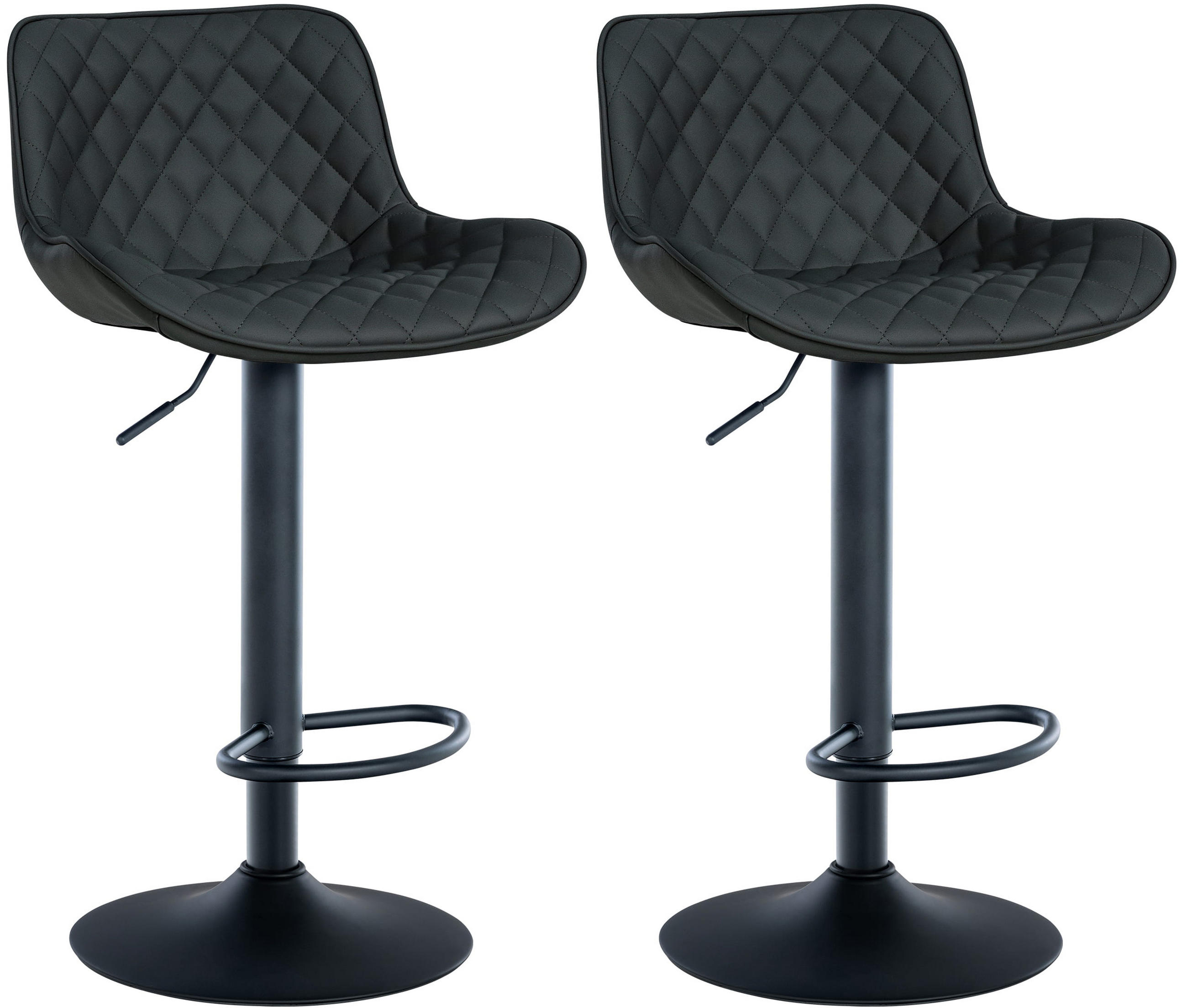 BARHOCKER 2er Set Minerva Kunstleder schwarz - Schwarz, Kunststoff/Metall (48/105/54cm) - TPFLiving
