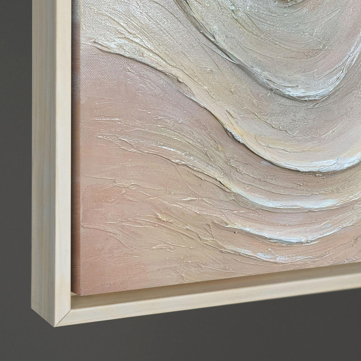 GEMÄLDE Sanfte Strömung Schattenfugenrahmen Beige 120x80 cm - Beige, Holz (120/80cm) - YS-art gallery