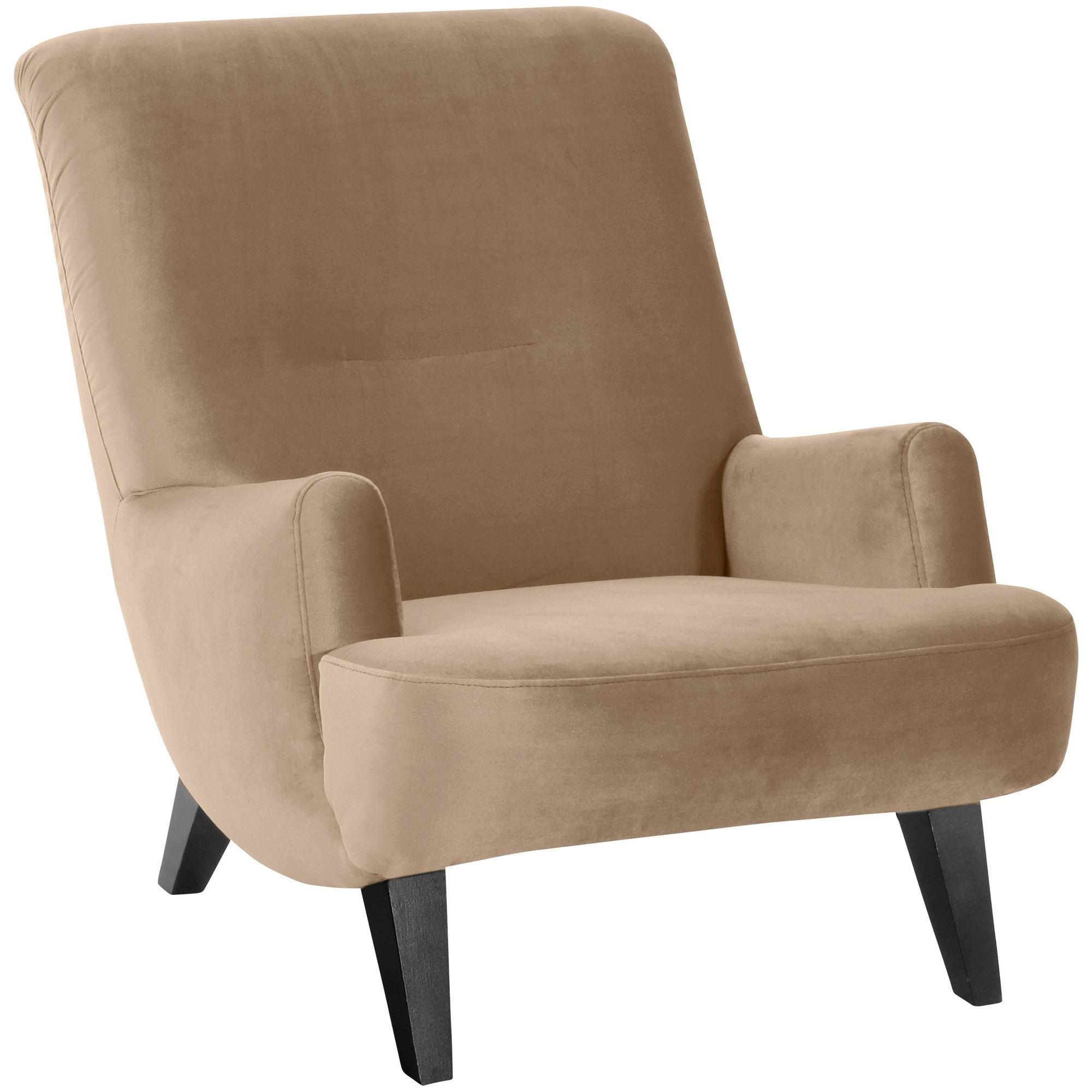 SESSEL Kajsa 71x80x101 Bezug Samtvelours Buche schwarz/sand - Sandfarben/Schwarz, Kunststoff (101/80/71cm) - 58aufmkessel